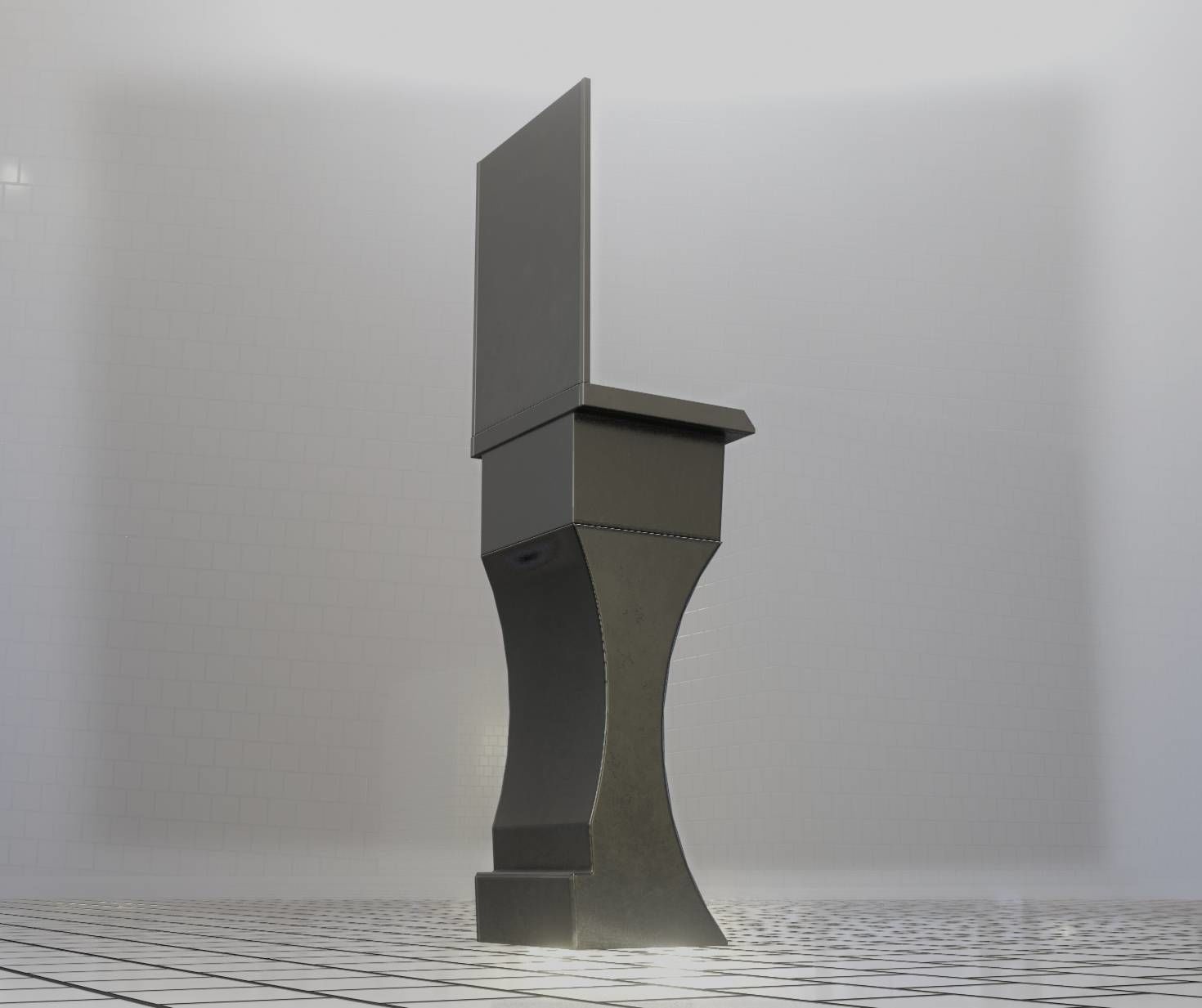 Futuristic Public Metal Sink - 27 - with Mirror Low-poly 3D model_92