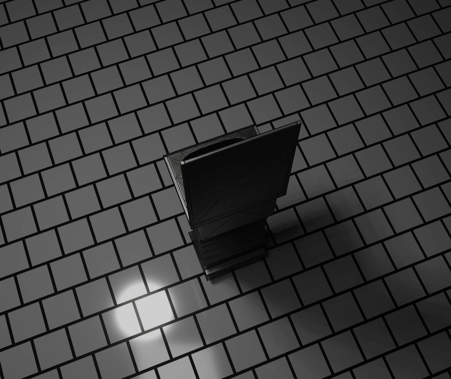 Futuristic Public Metal Sink - 27 - with Mirror Low-poly 3D model_65