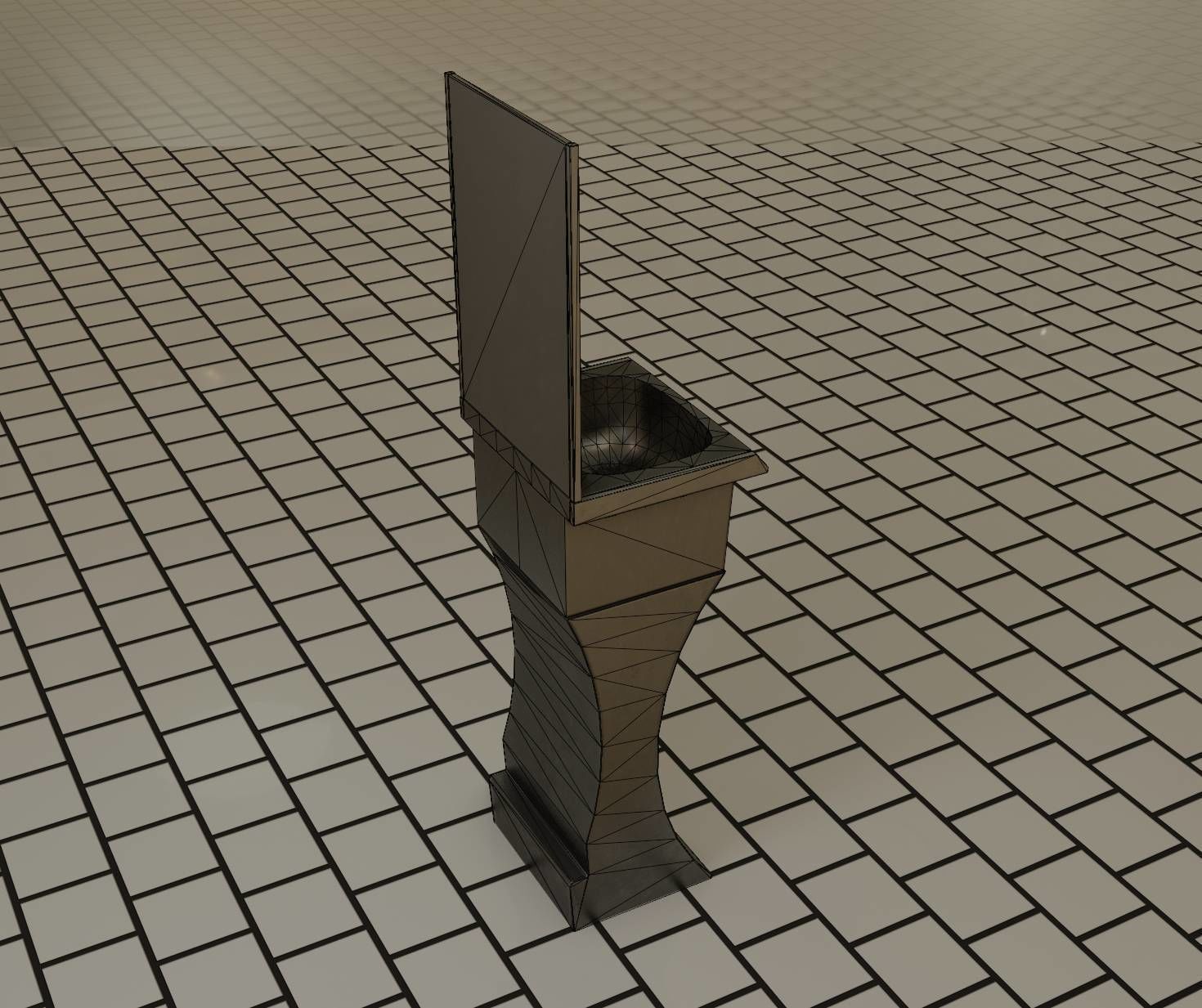 Futuristic Public Metal Sink - 27 - with Mirror Low-poly 3D model_72