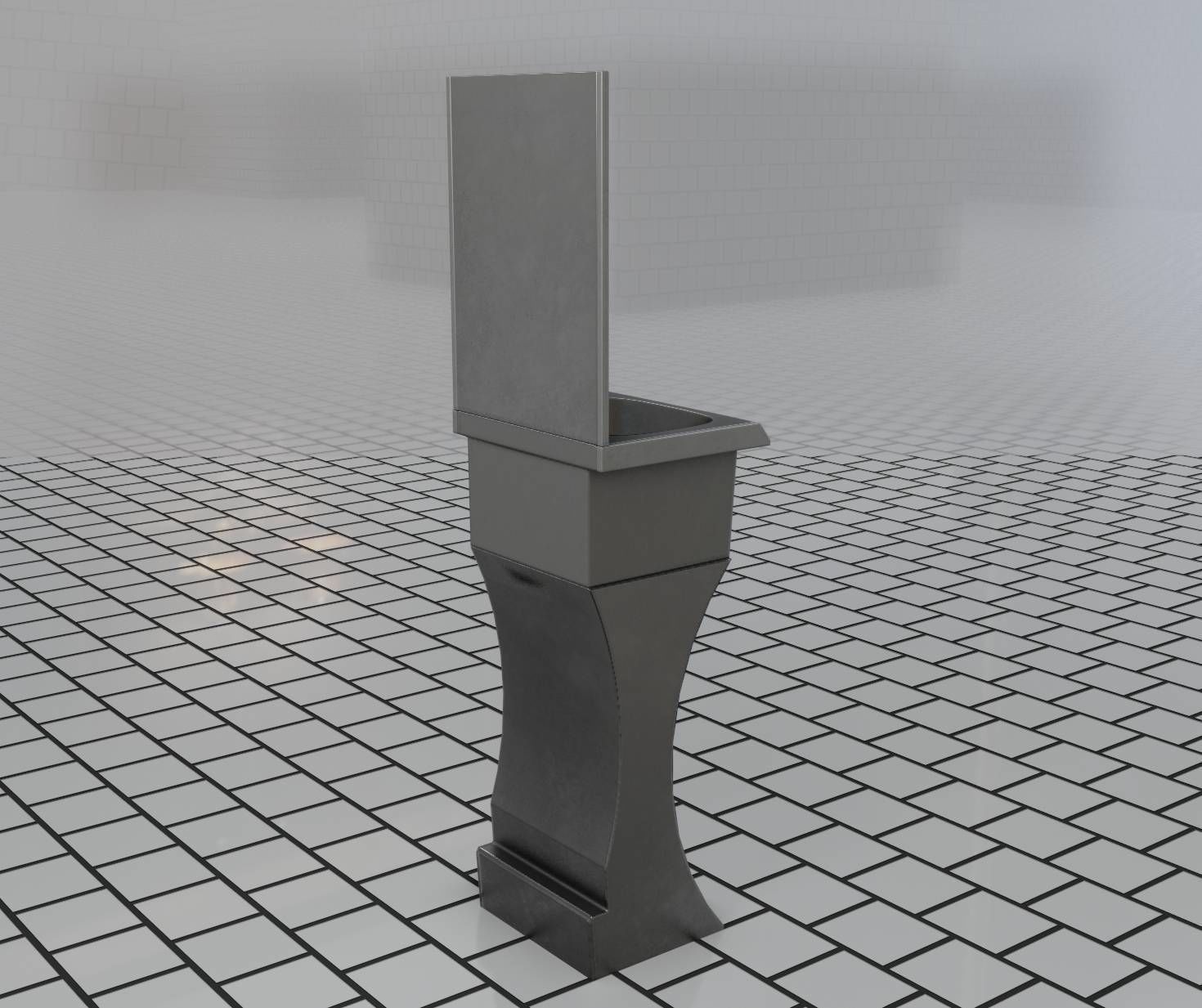 Futuristic Public Metal Sink - 27 - with Mirror Low-poly 3D model_24