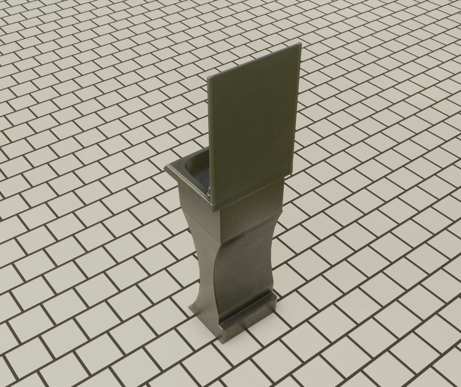Futuristic Public Metal Sink - 27 - with Mirror Low-poly 3D model_48
