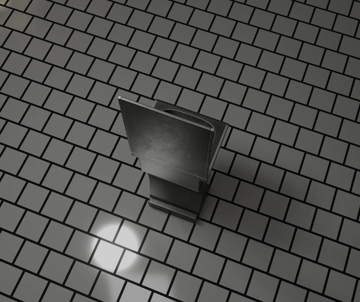 Futuristic Public Metal Sink - 27 - with Mirror Low-poly 3D model_64