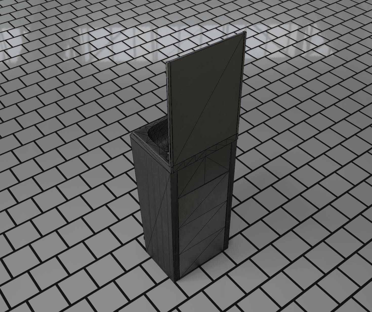 Public Metal Sink - 25 - with Mirror and Trashcan Low-poly 3D model_60
