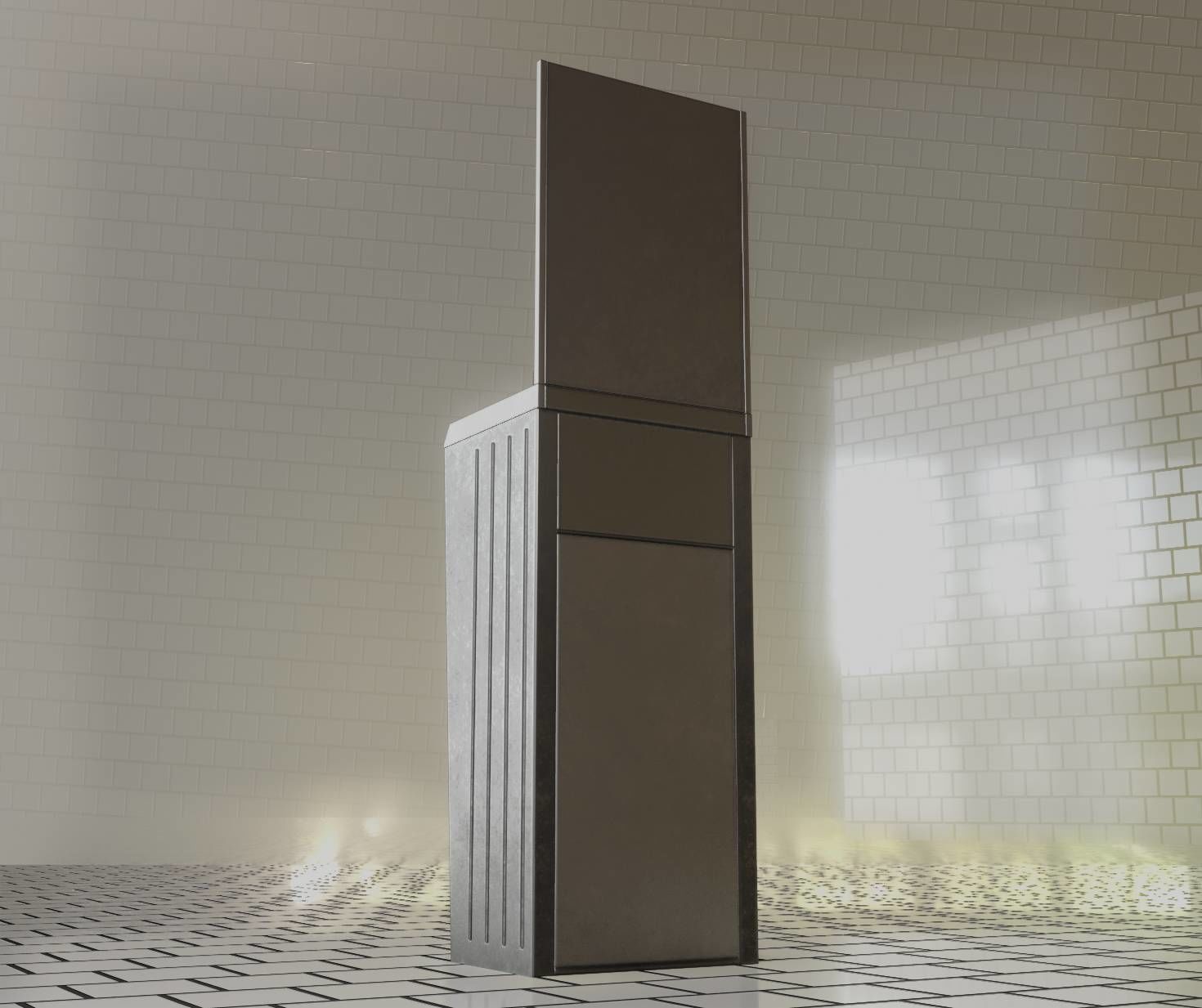 Public Metal Sink - 25 - with Mirror and Trashcan Low-poly 3D model_38