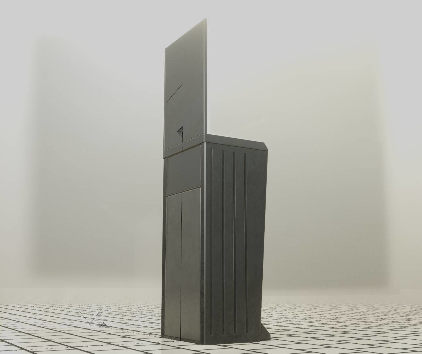 Public Metal Sink - 25 - with Mirror and Trashcan Low-poly 3D model_75