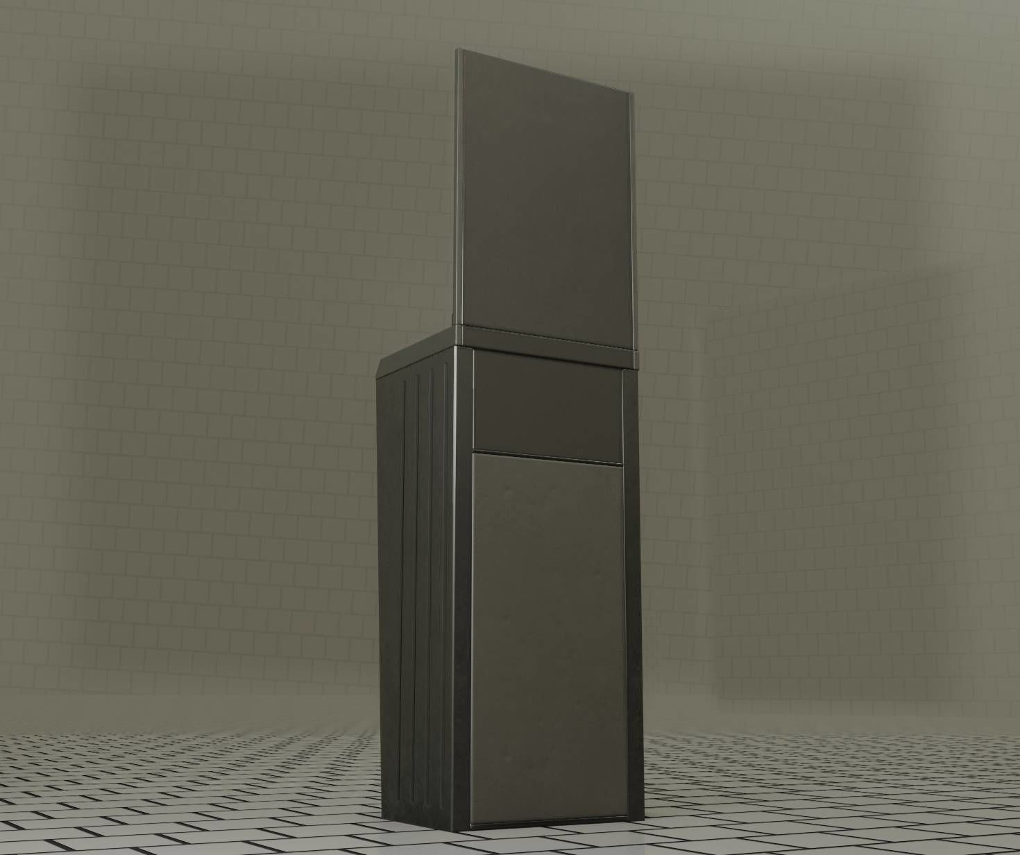 Public Metal Sink - 25 - with Mirror and Trashcan Low-poly 3D model_69