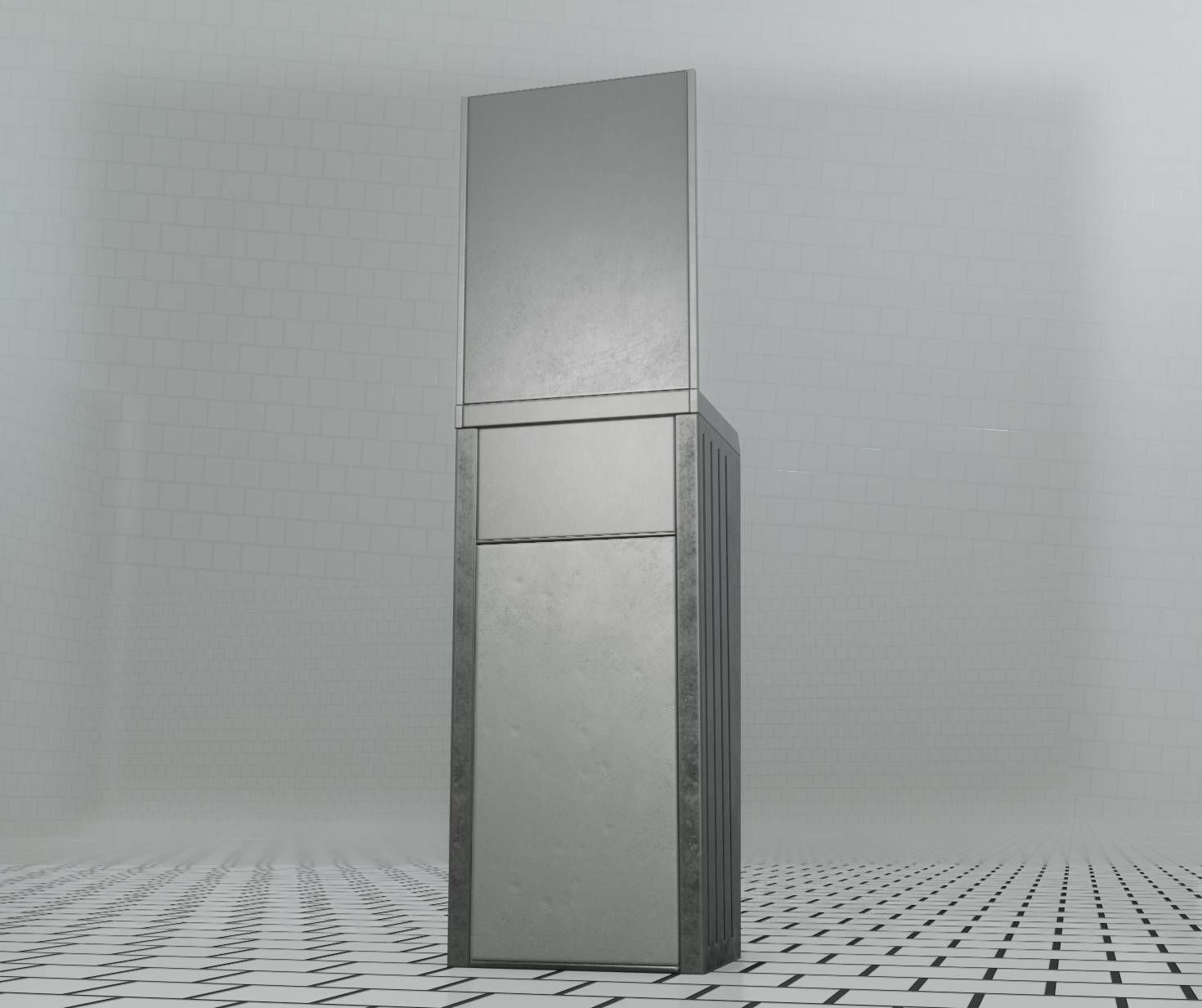 Public Metal Sink - 25 - with Mirror and Trashcan Low-poly 3D model_37