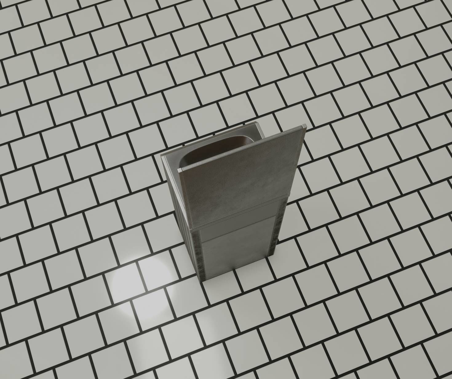 Public Metal Sink - 25 - with Mirror and Trashcan Low-poly 3D model_78
