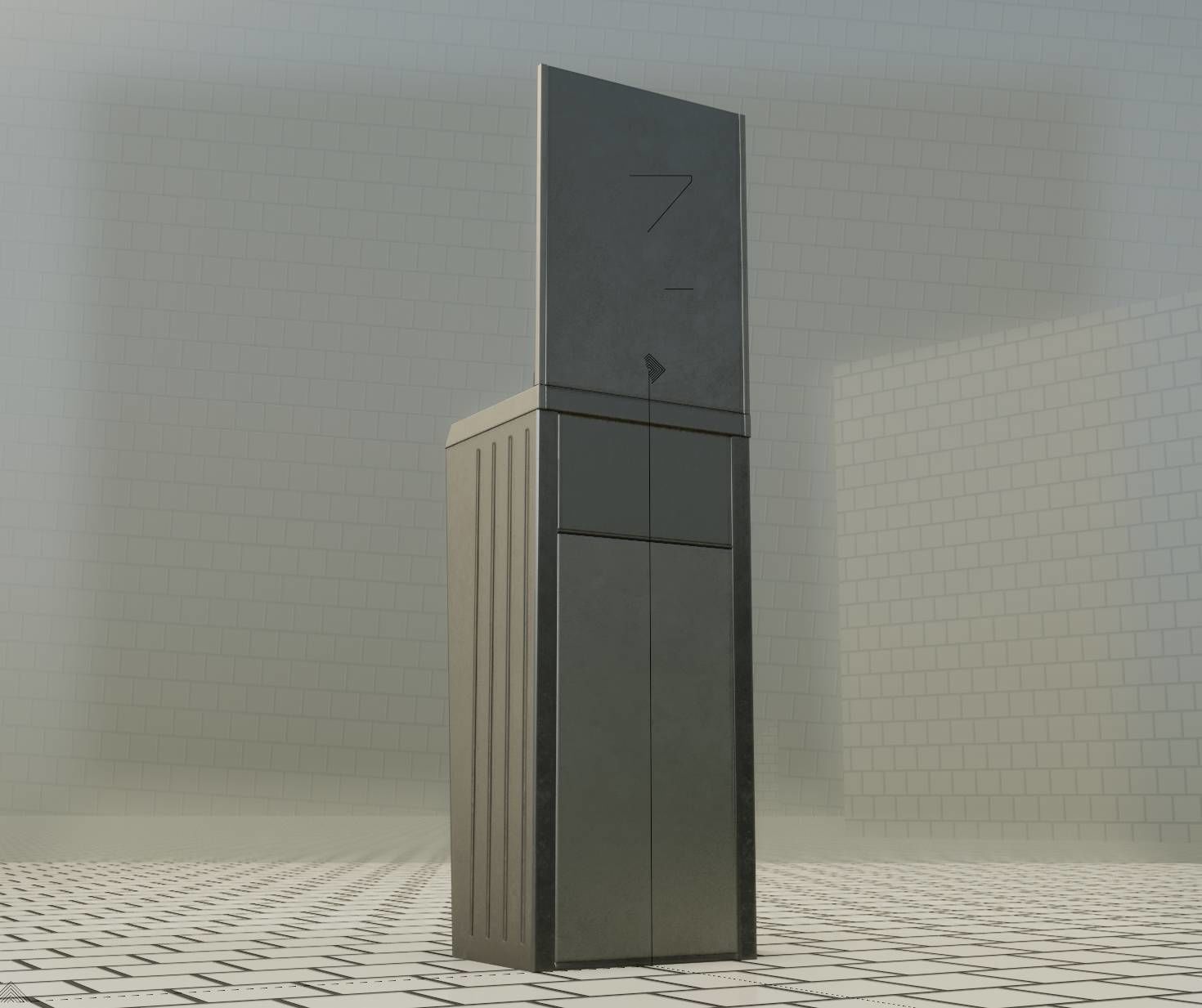 Public Metal Sink - 25 - with Mirror and Trashcan Low-poly 3D model_10