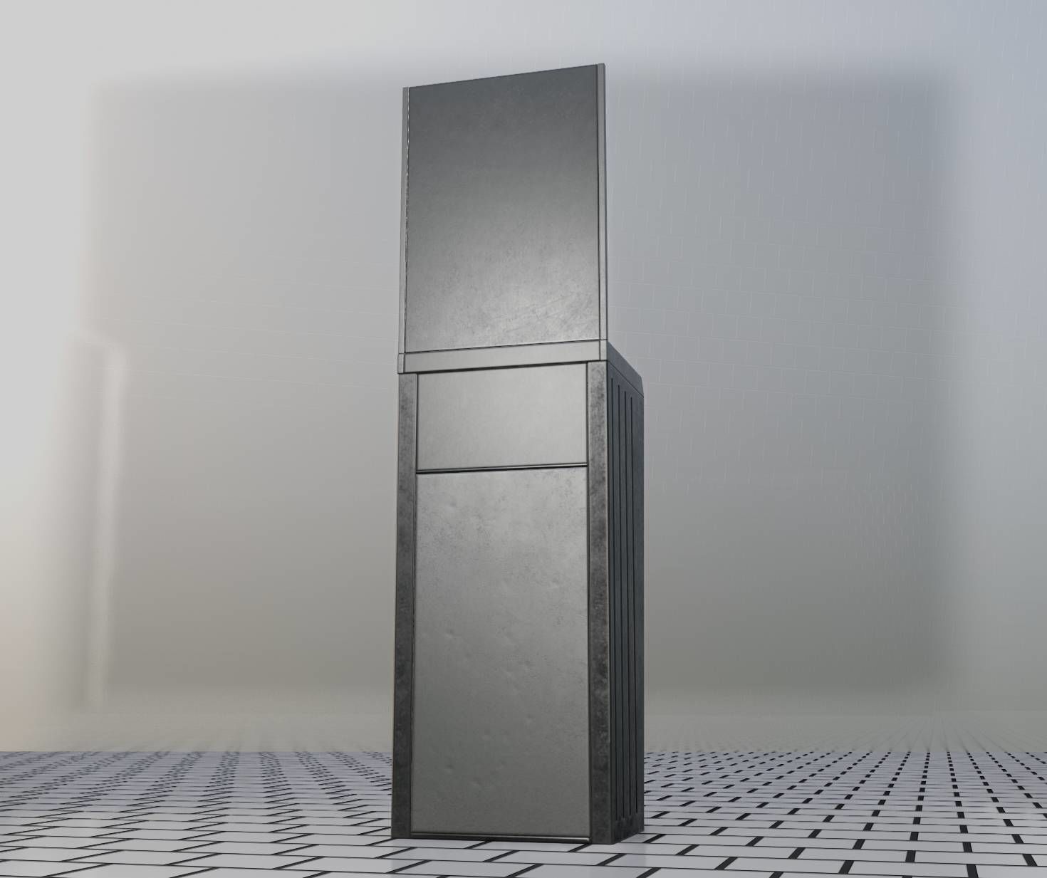 Public Metal Sink - 25 - with Mirror and Trashcan Low-poly 3D model_9