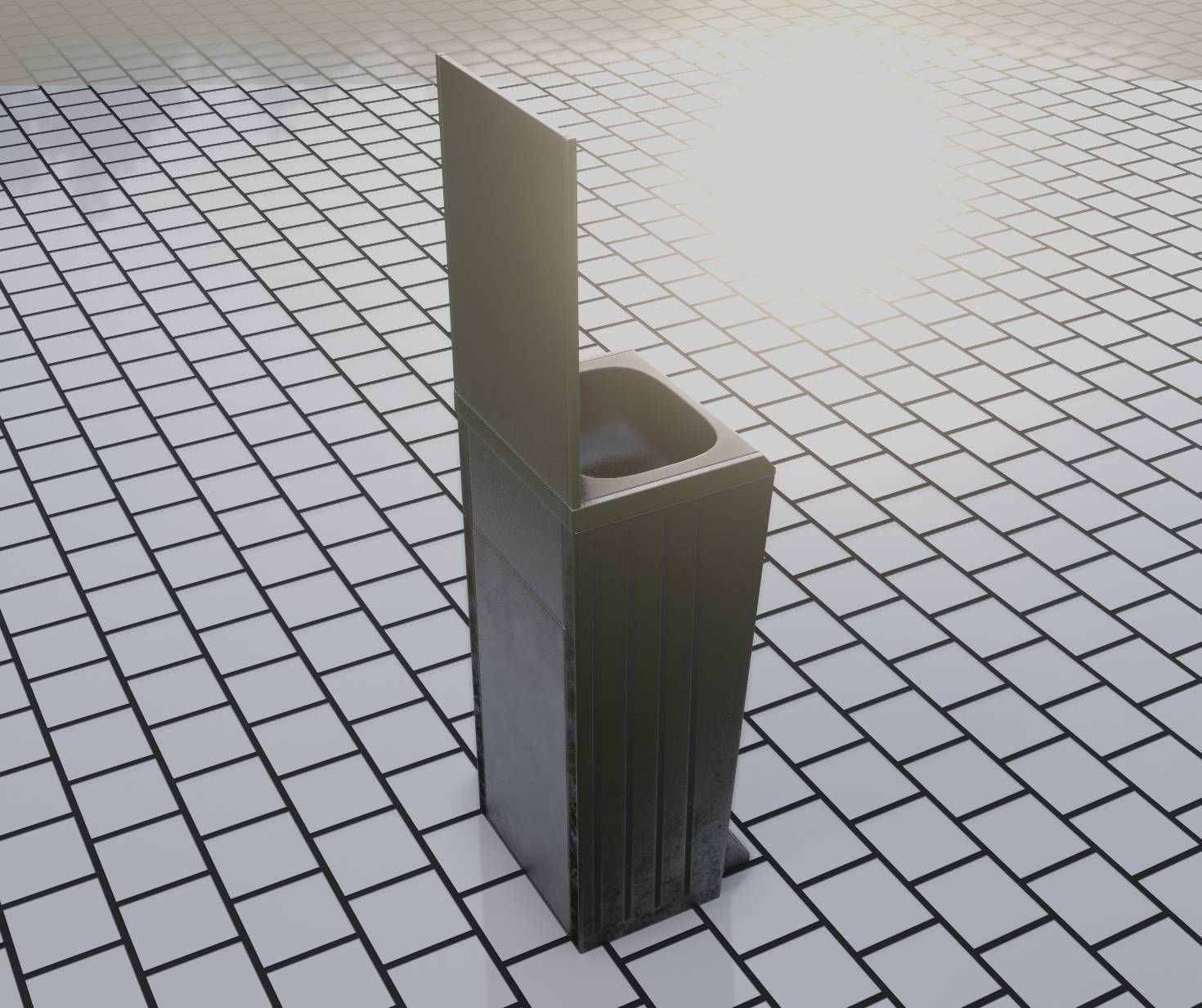 Public Metal Sink - 25 - with Mirror and Trashcan Low-poly 3D model_54
