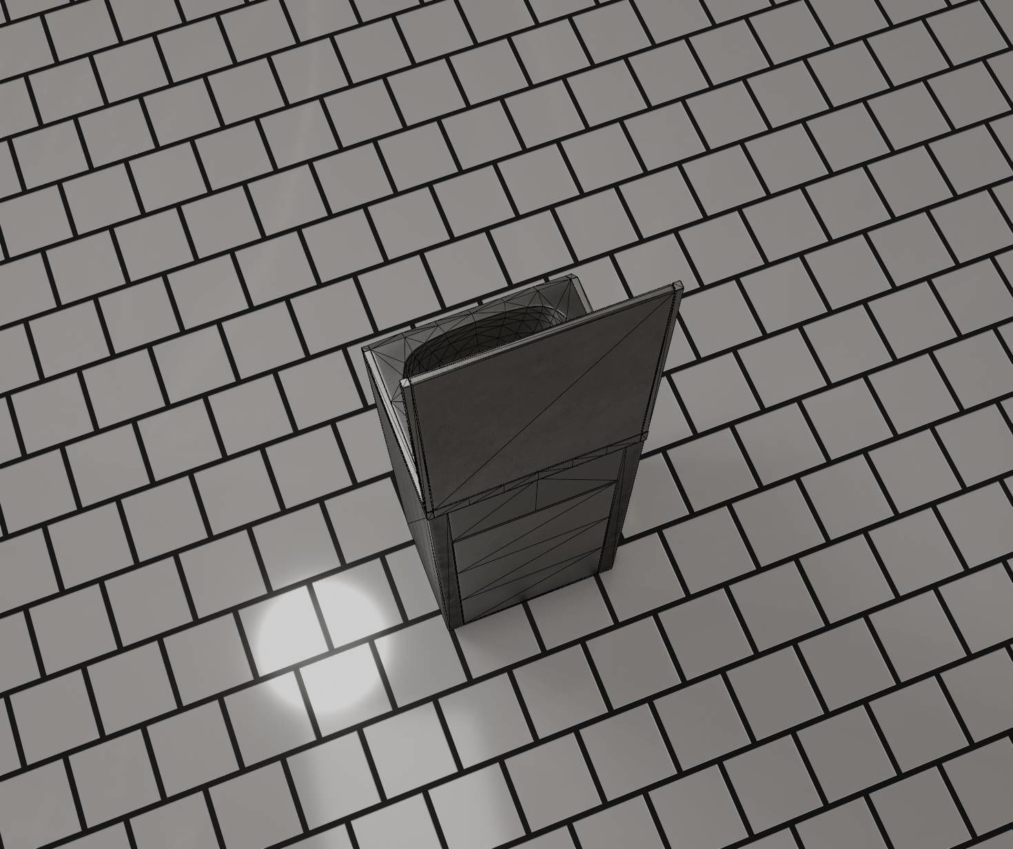 Public Metal Sink - 25 - with Mirror and Trashcan Low-poly 3D model_17