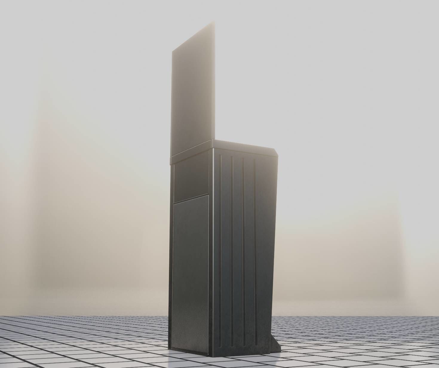 Public Metal Sink - 25 - with Mirror and Trashcan Low-poly 3D model_44