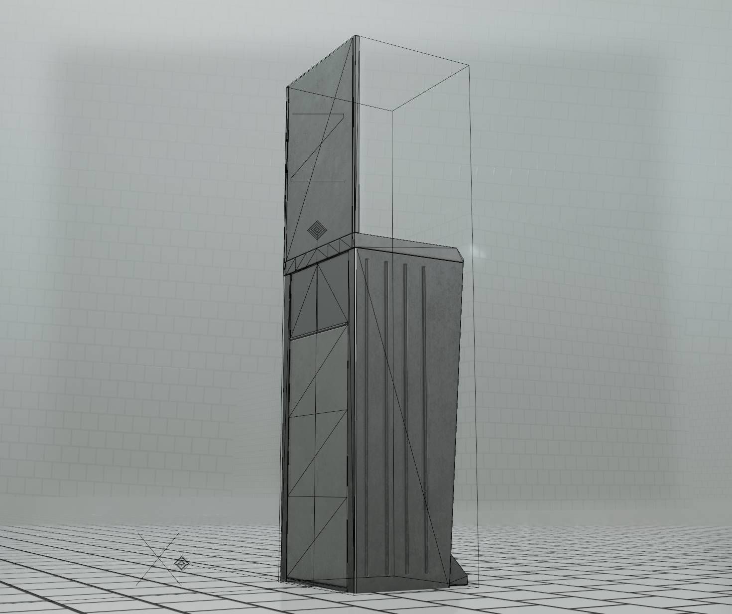 Public Metal Sink - 25 - with Mirror and Trashcan Low-poly 3D model_14