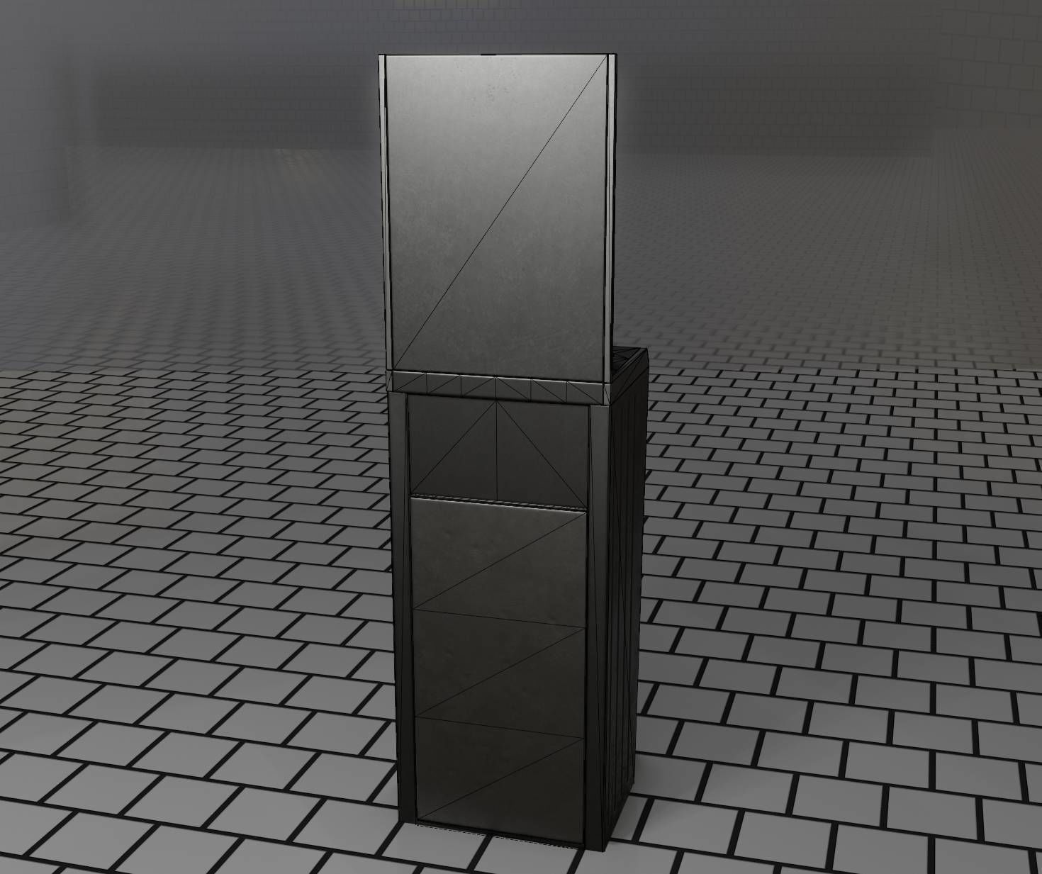 Public Metal Sink - 25 - with Mirror and Trashcan Low-poly 3D model_67