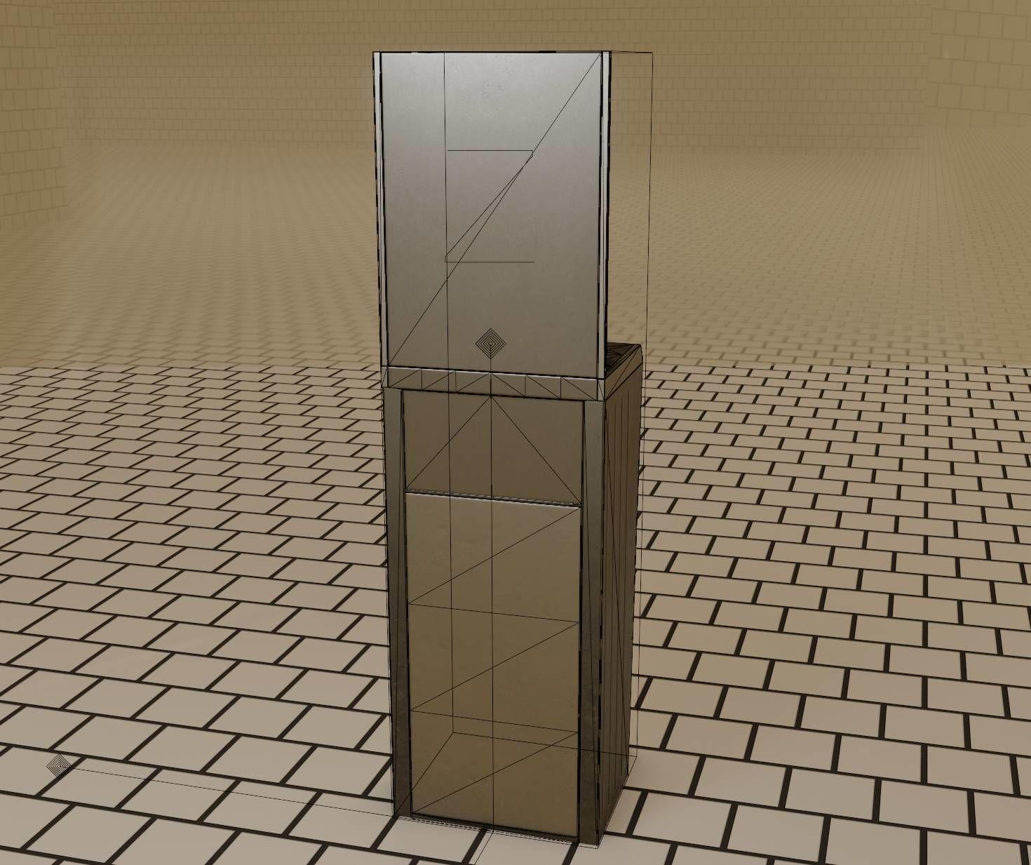 Public Metal Sink - 25 - with Mirror and Trashcan Low-poly 3D model_98