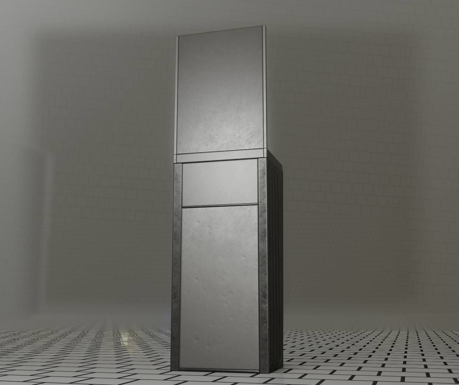 Public Metal Sink - 25 - with Mirror and Trashcan Low-poly 3D model_68