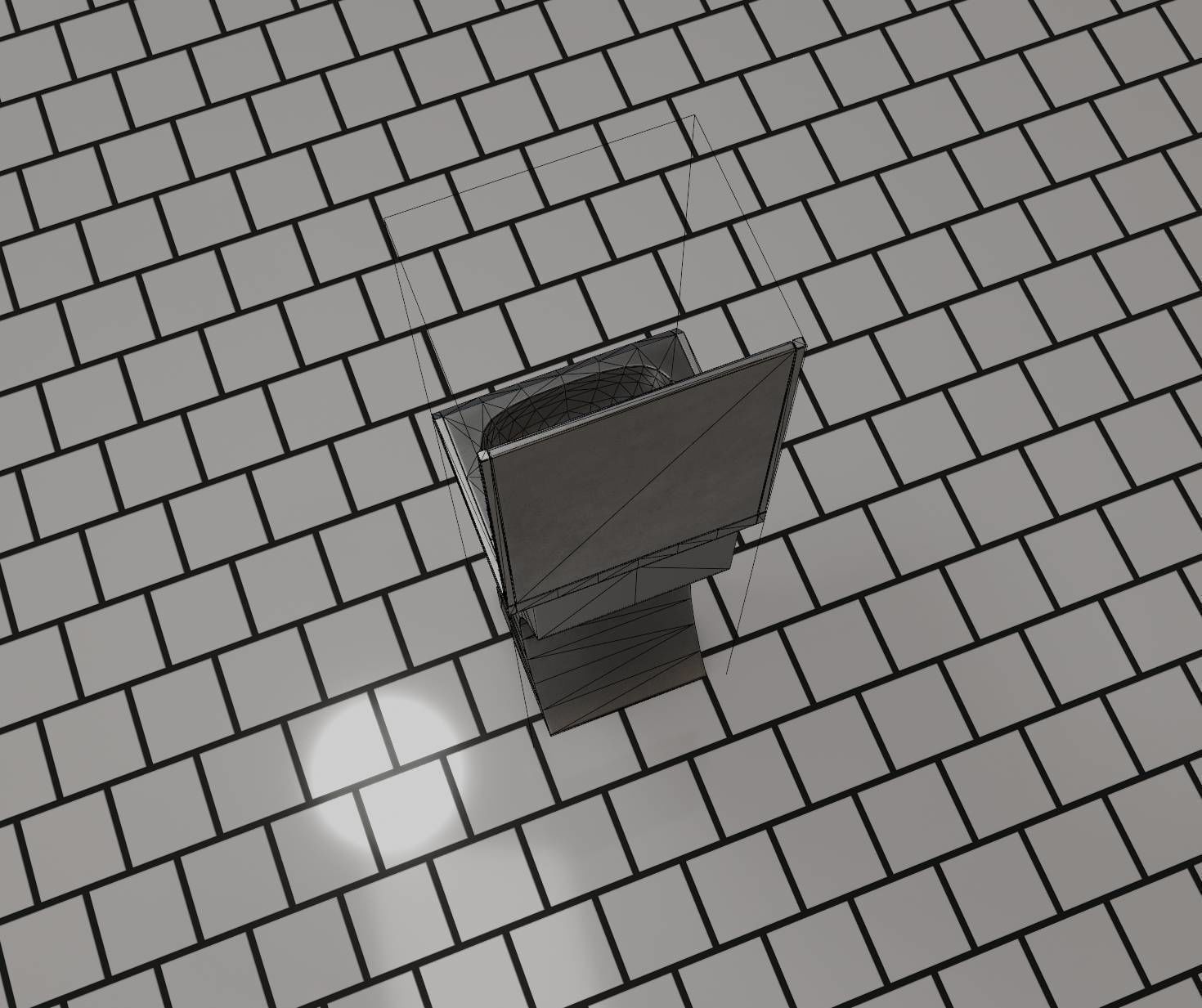 Futuristic Public Metal Sink - 24 - with Mirror Low-poly 3D model_54