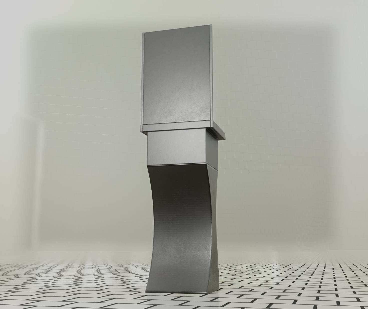 Futuristic Public Metal Sink - 24 - with Mirror Low-poly 3D model_45