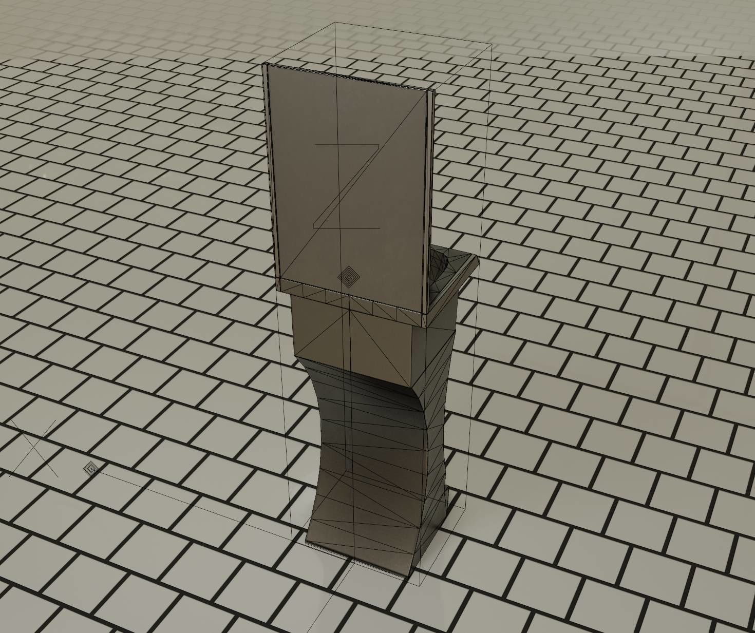 Futuristic Public Metal Sink - 24 - with Mirror Low-poly 3D model_62