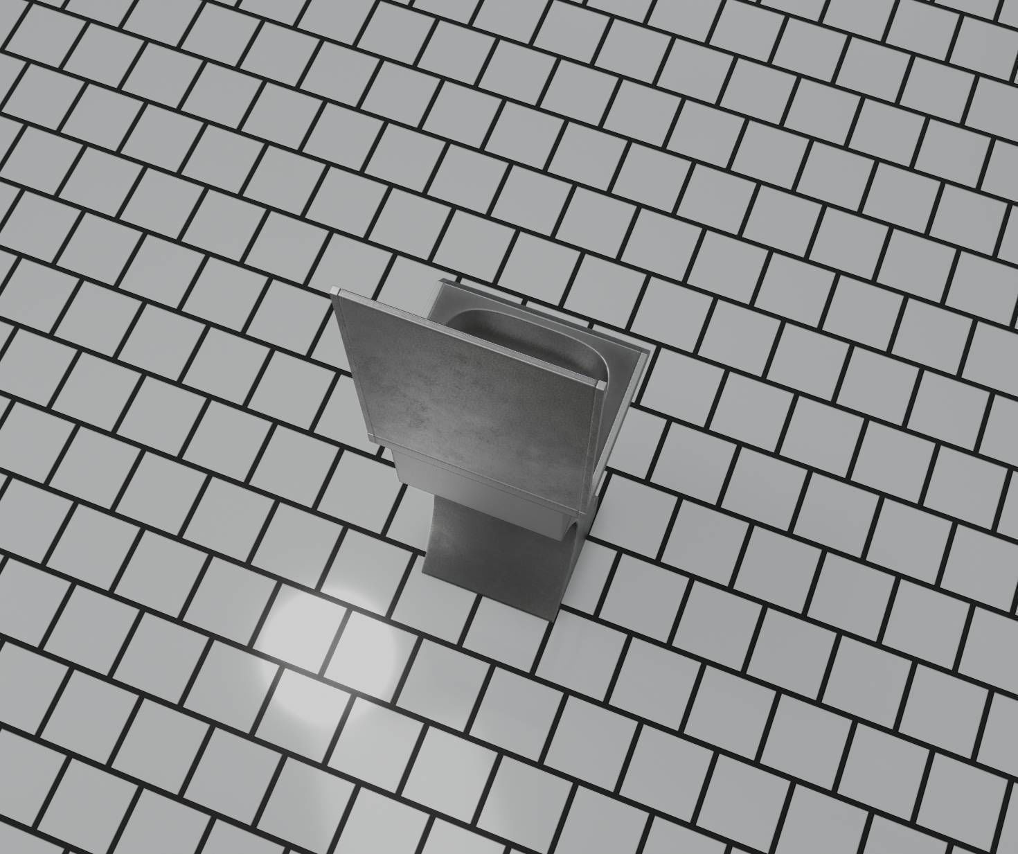 Futuristic Public Metal Sink - 24 - with Mirror Low-poly 3D model_53