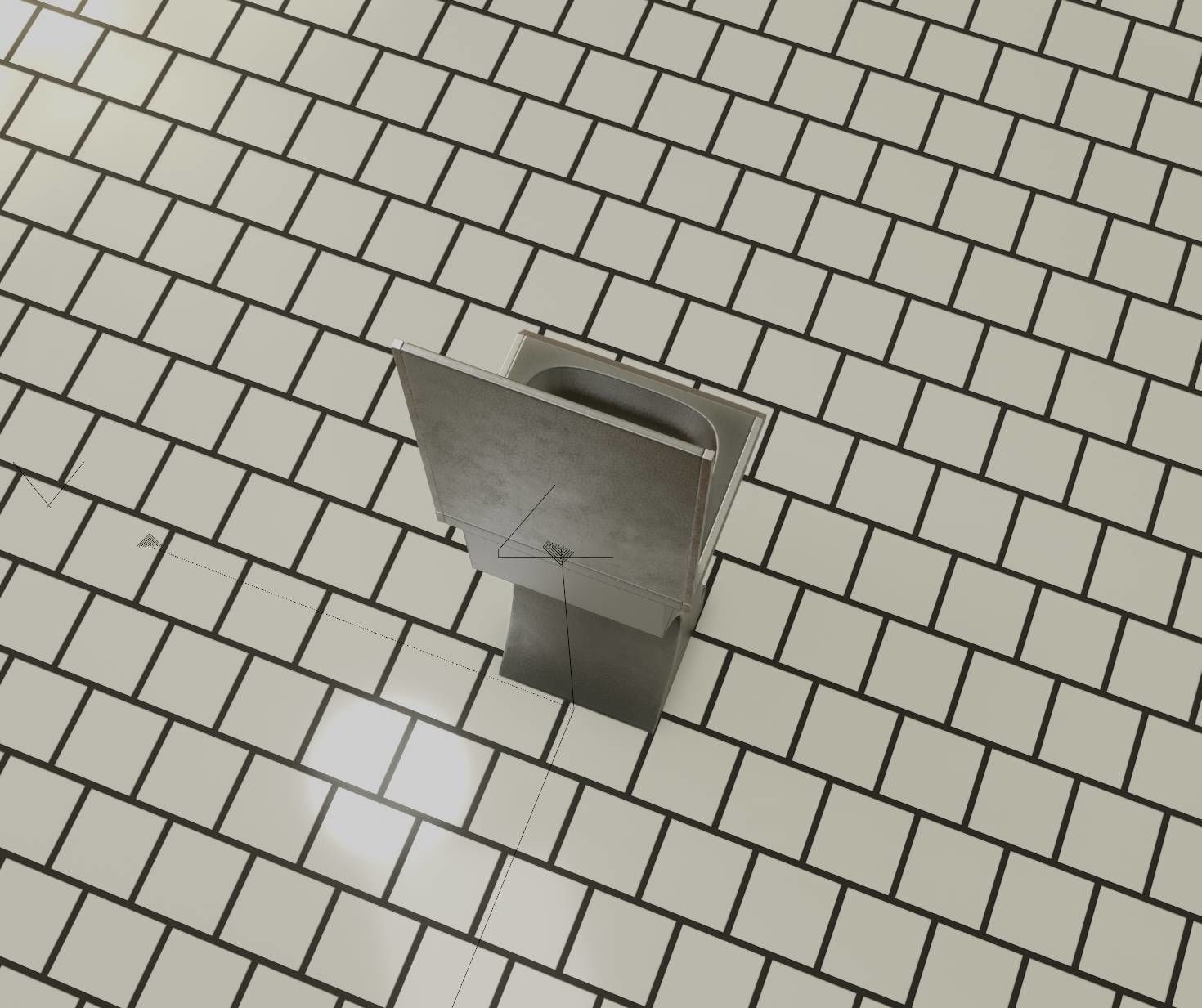 Futuristic Public Metal Sink - 24 - with Mirror Low-poly 3D model_24