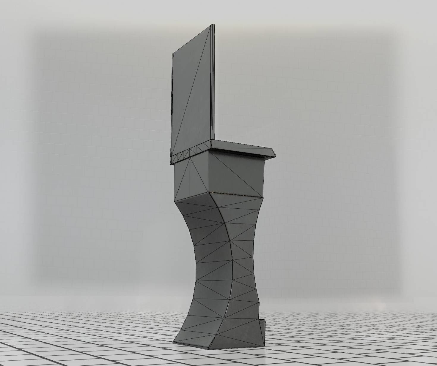 Futuristic Public Metal Sink - 24 - with Mirror Low-poly 3D model_51