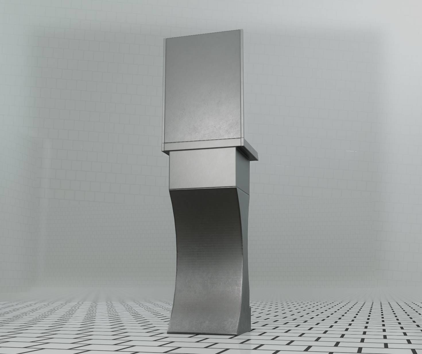 Futuristic Public Metal Sink - 24 - with Mirror Low-poly 3D model_18
