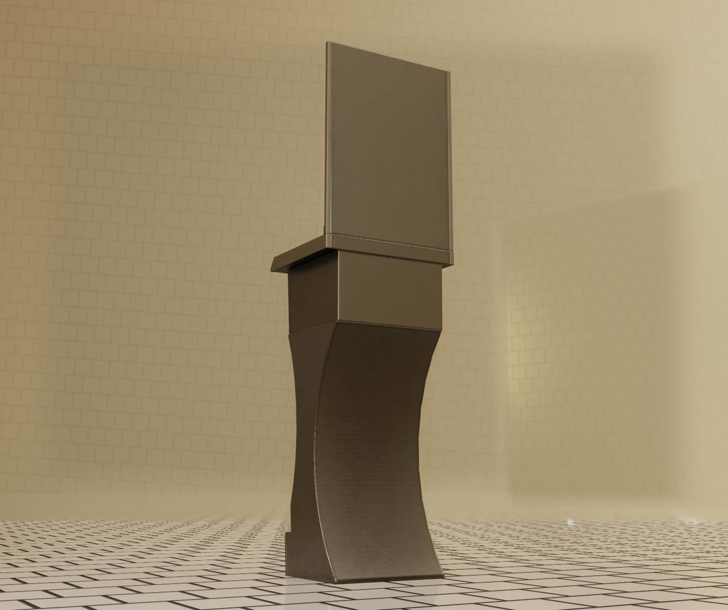 Futuristic Public Metal Sink - 24 - with Mirror Low-poly 3D model_76