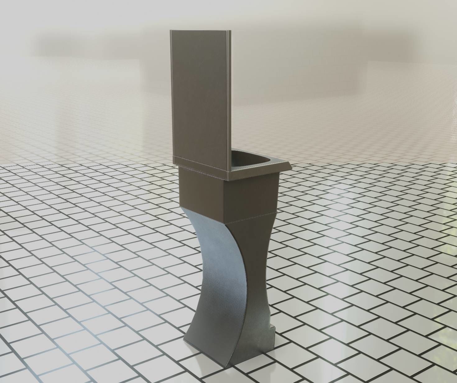 Futuristic Public Metal Sink - 24 - with Mirror Low-poly 3D model_43