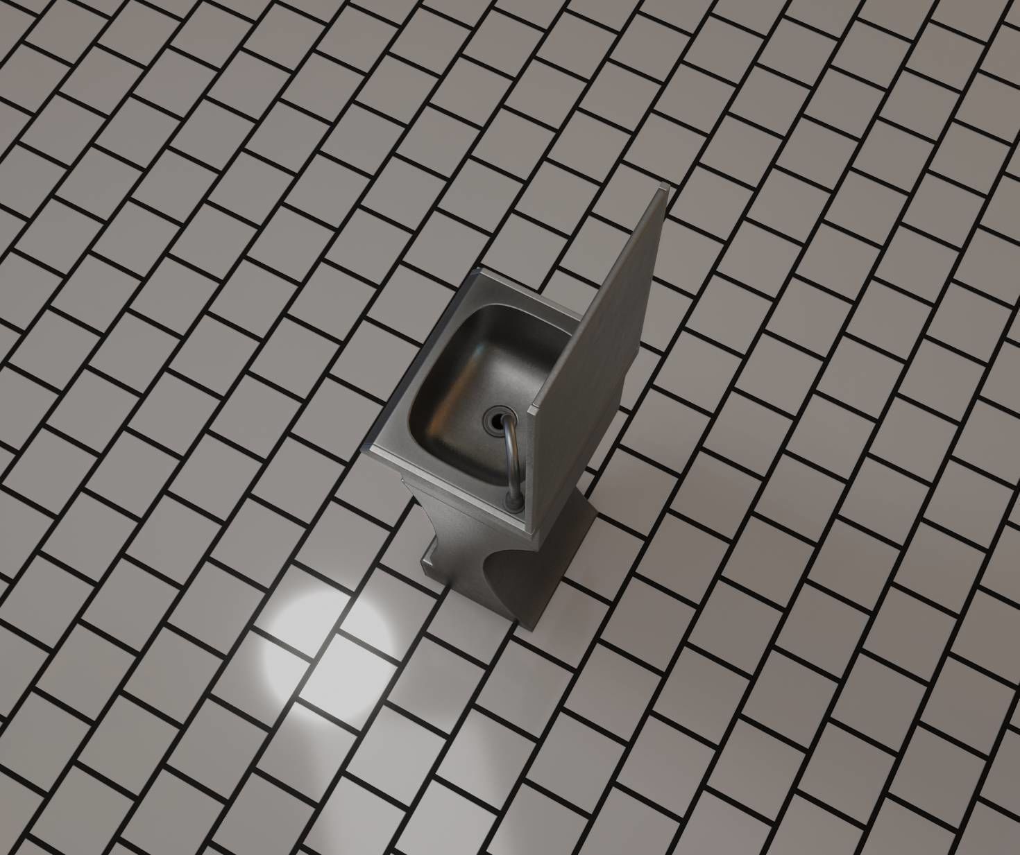 Futuristic Public Metal Sink - 24 - with Mirror Low-poly 3D model_55