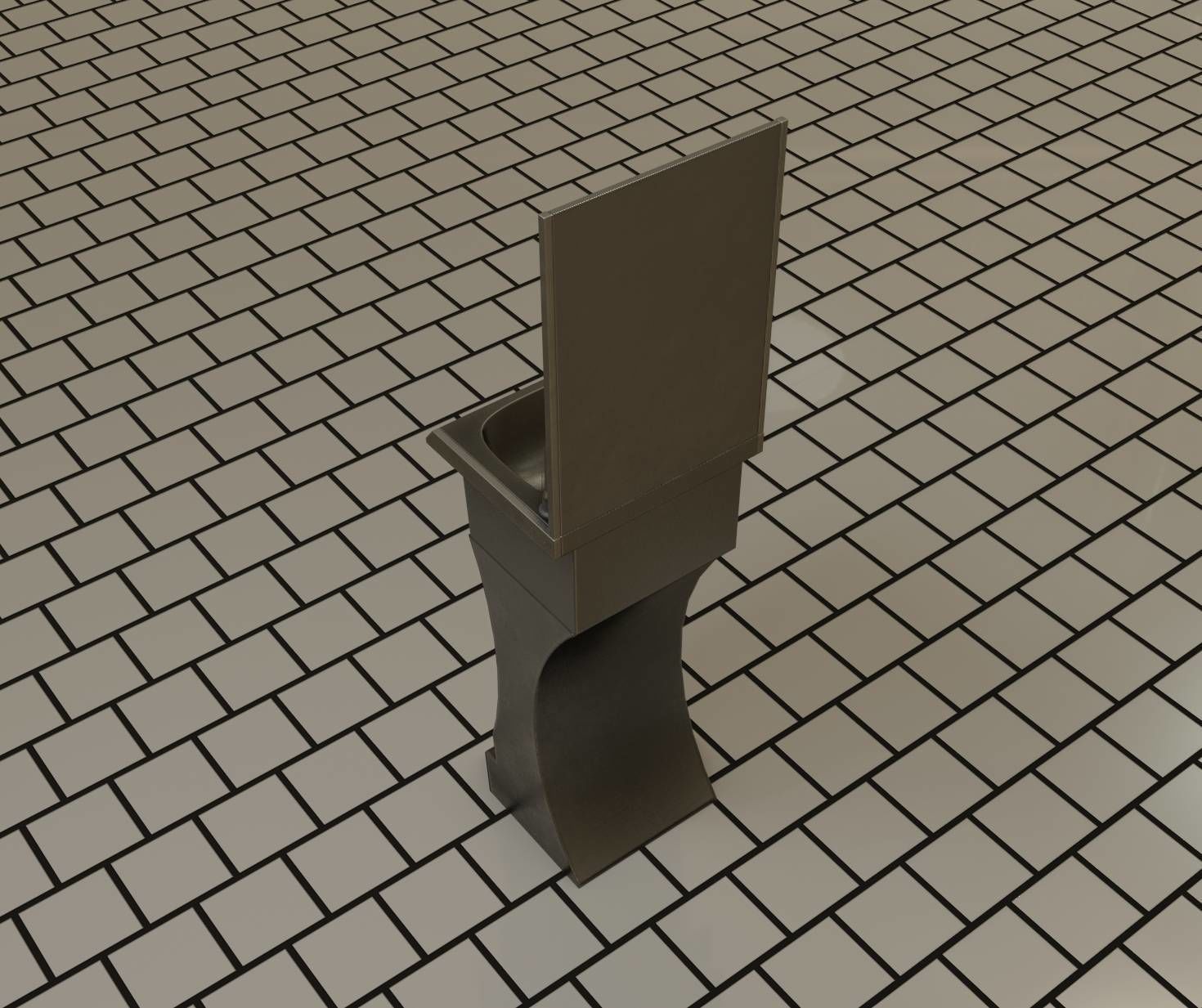 Futuristic Public Metal Sink - 24 - with Mirror Low-poly 3D model_37