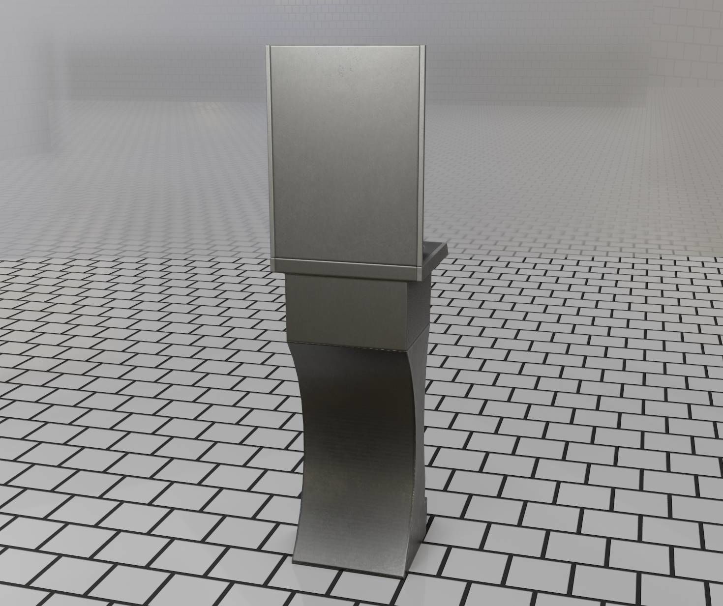 Futuristic Public Metal Sink - 24 - with Mirror Low-poly 3D model_74