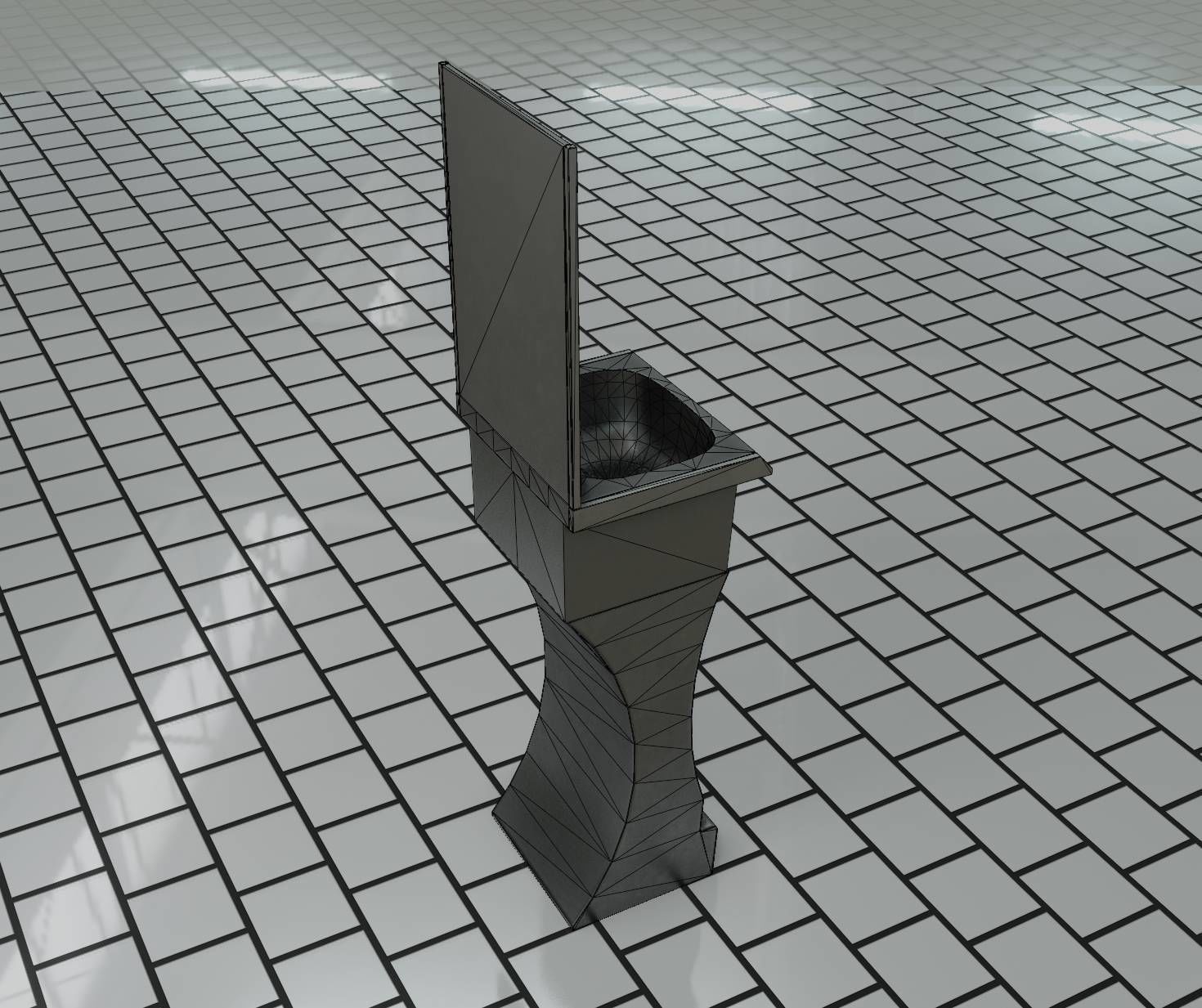 Futuristic Public Metal Sink - 24 - with Mirror Low-poly 3D model_92