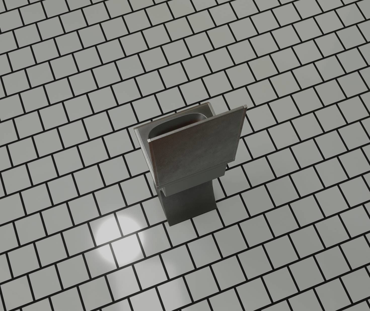 Futuristic Public Metal Sink - 24 - with Mirror Low-poly 3D model_25