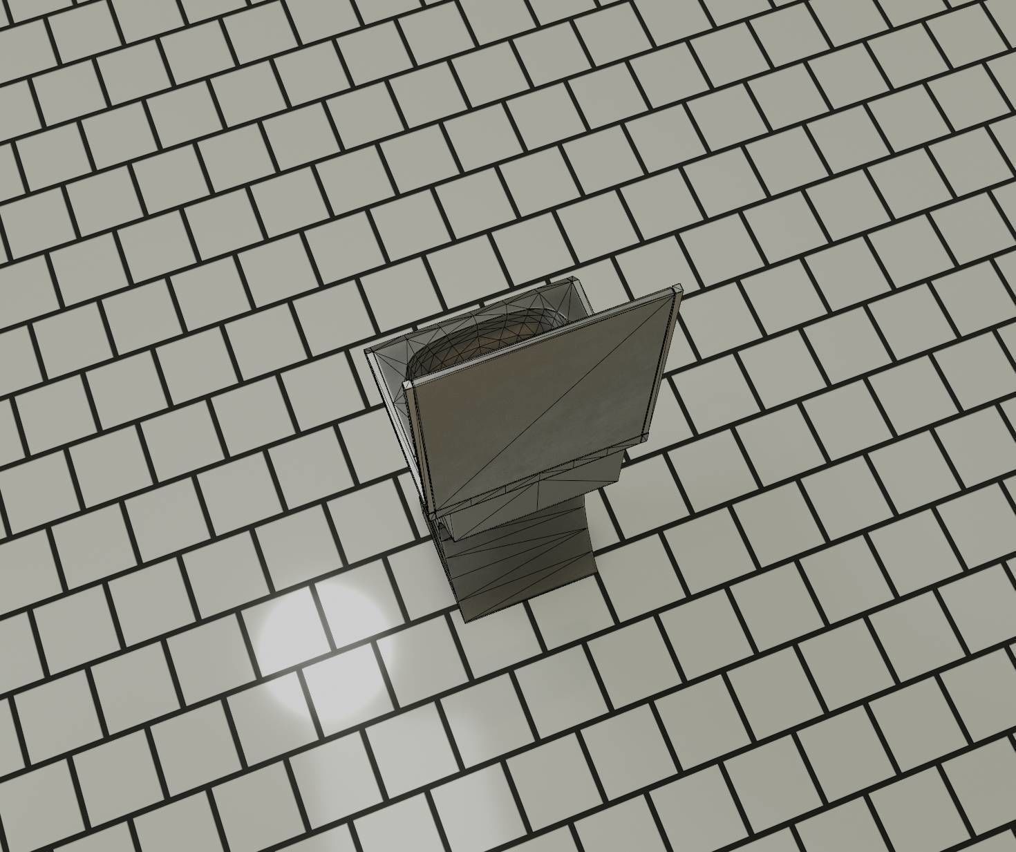 Futuristic Public Metal Sink - 24 - with Mirror Low-poly 3D model_85