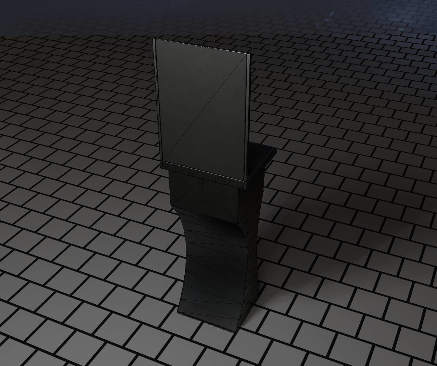 Futuristic Public Metal Sink - 24 - with Mirror Low-poly 3D model_32