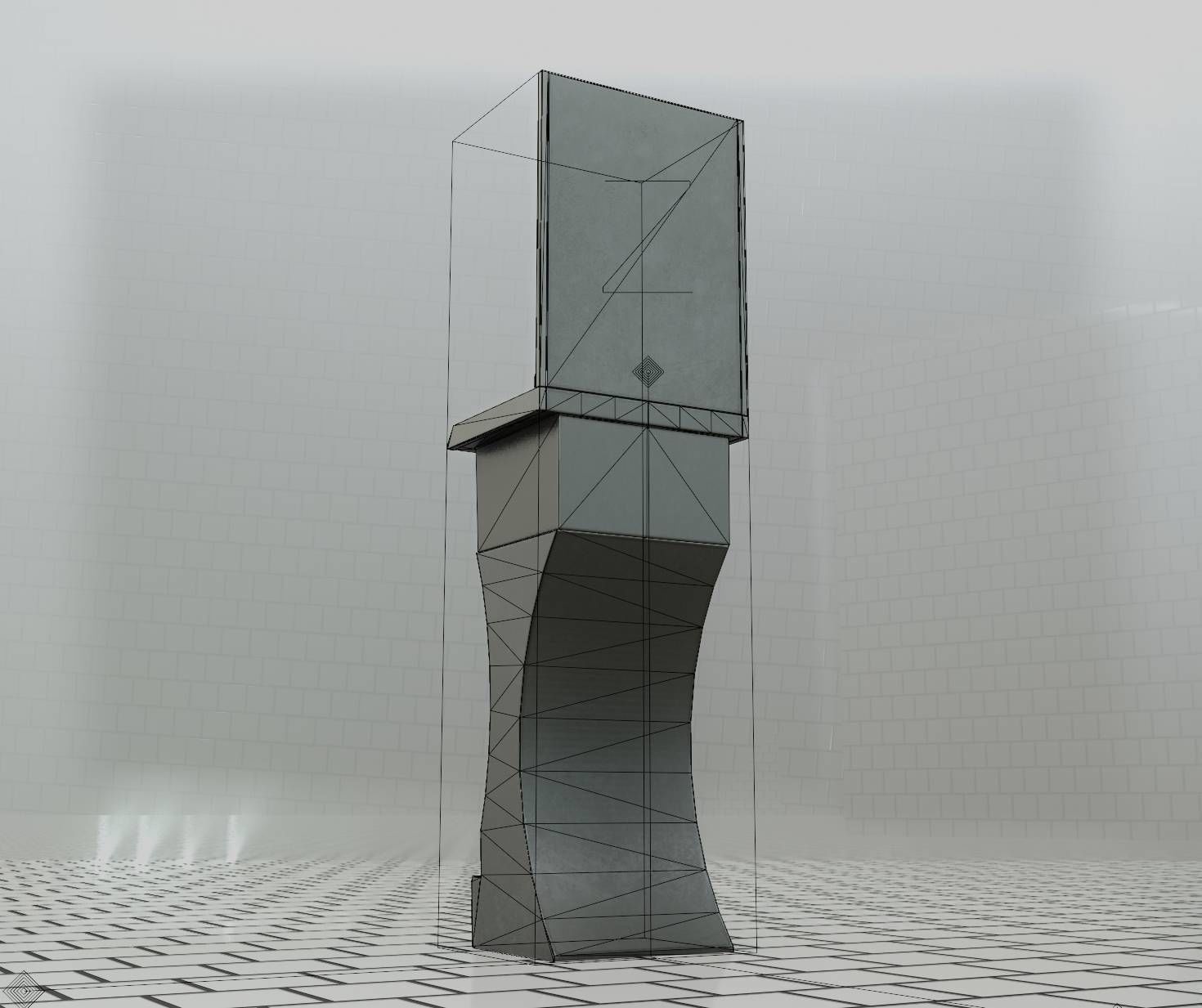 Futuristic Public Metal Sink - 24 - with Mirror Low-poly 3D model_46