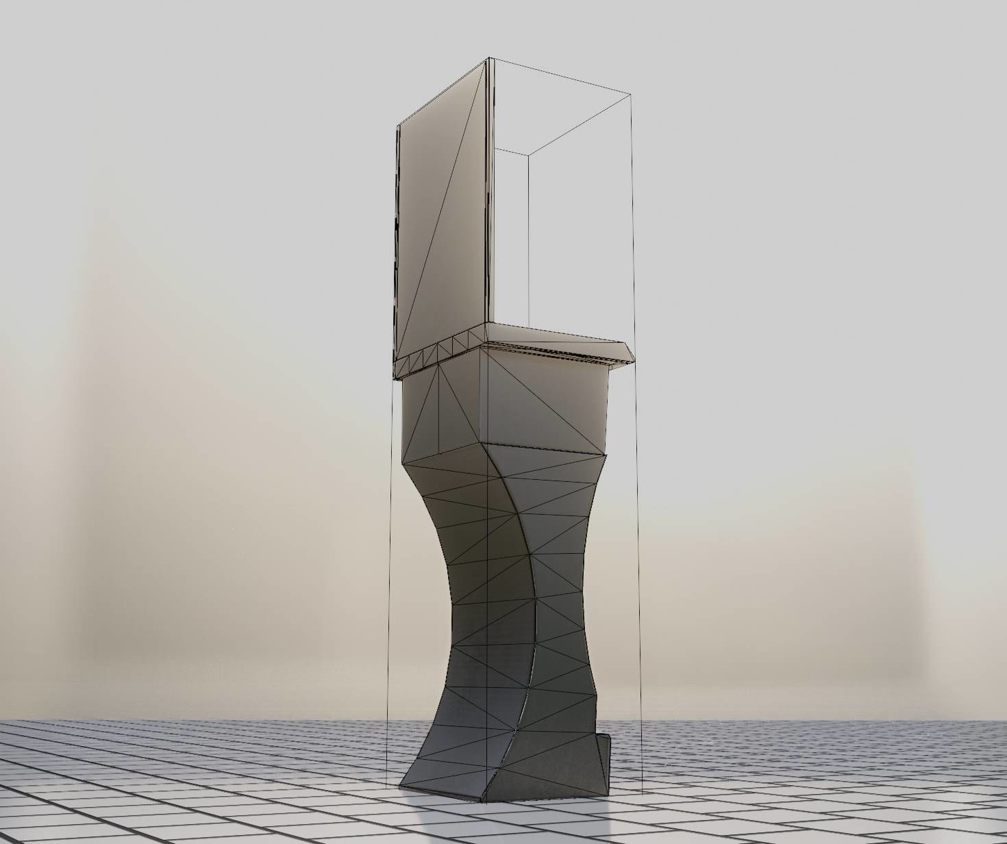 Futuristic Public Metal Sink - 24 - with Mirror Low-poly 3D model_23