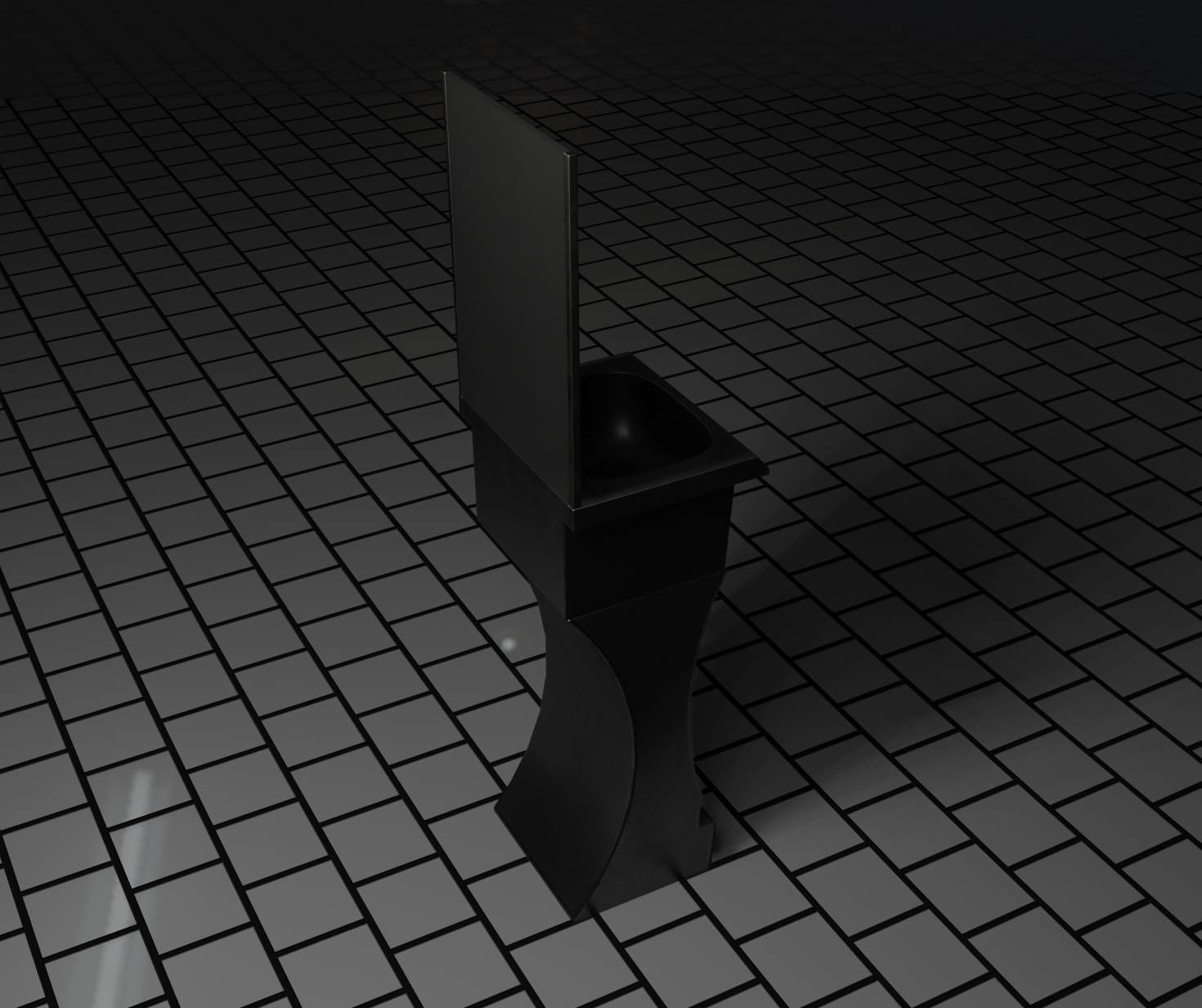 Futuristic Public Metal Sink - 24 - with Mirror Low-poly 3D model_31