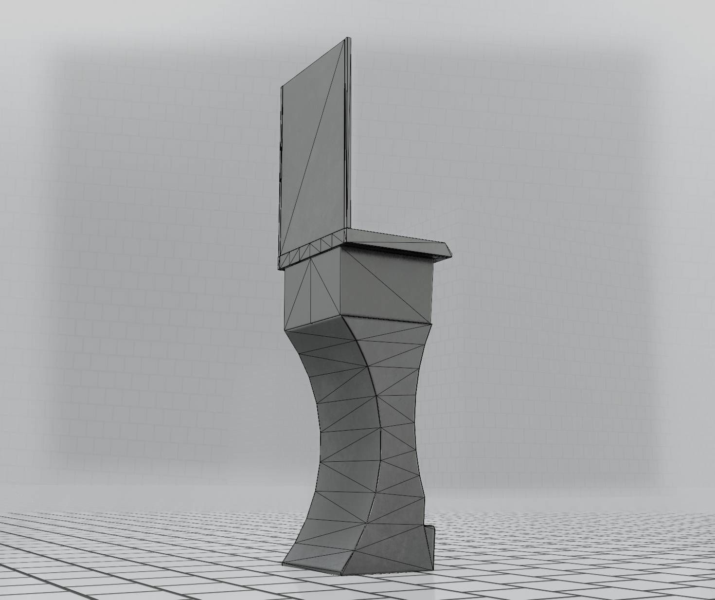 Futuristic Public Metal Sink - 24 - with Mirror Low-poly 3D model_82