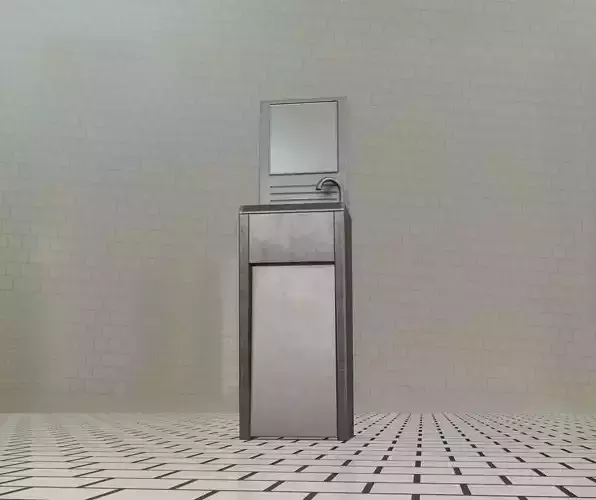 Public Metal Sink - 21 - with Mirror