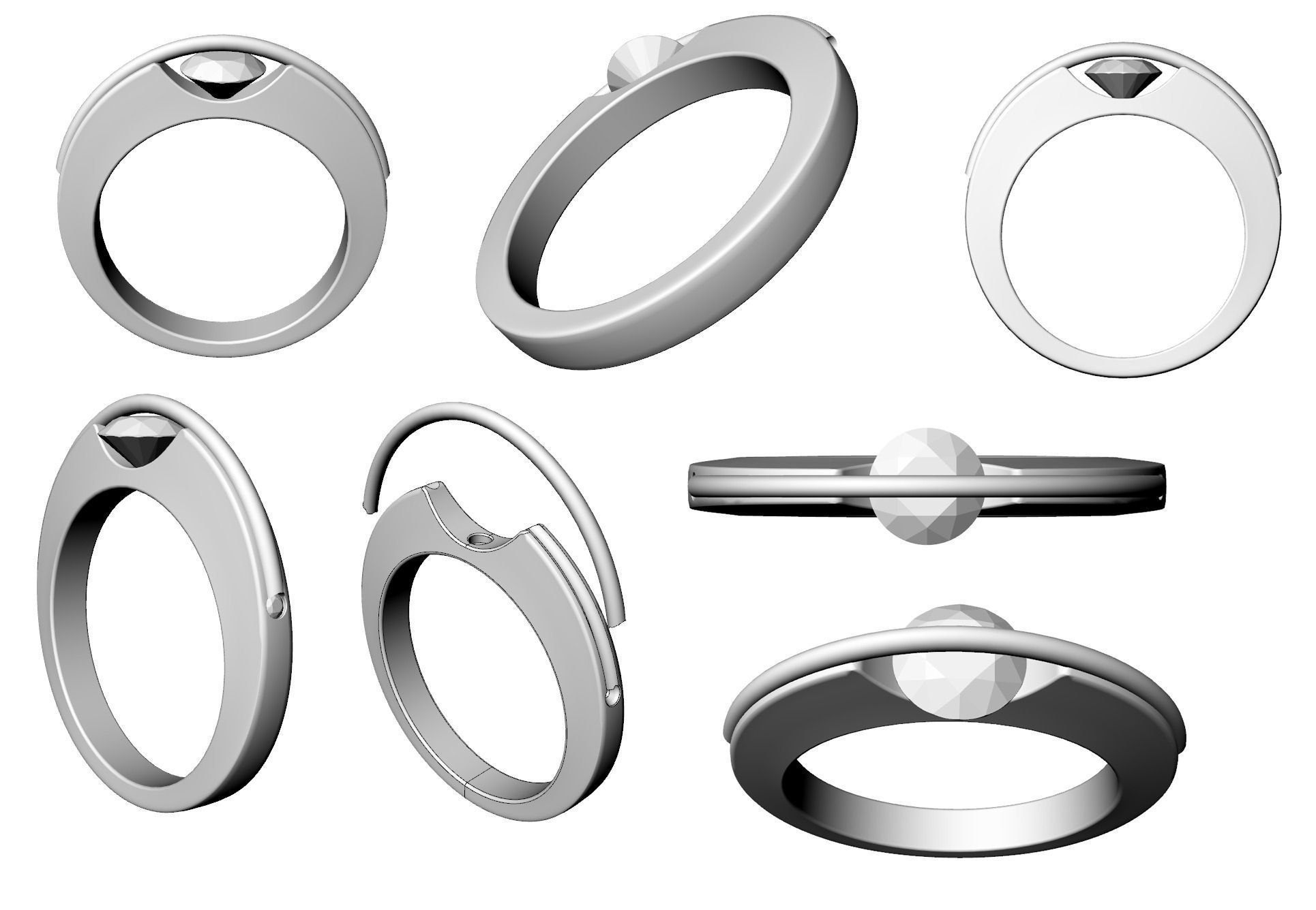 Spinning stone ring 3D print model_4