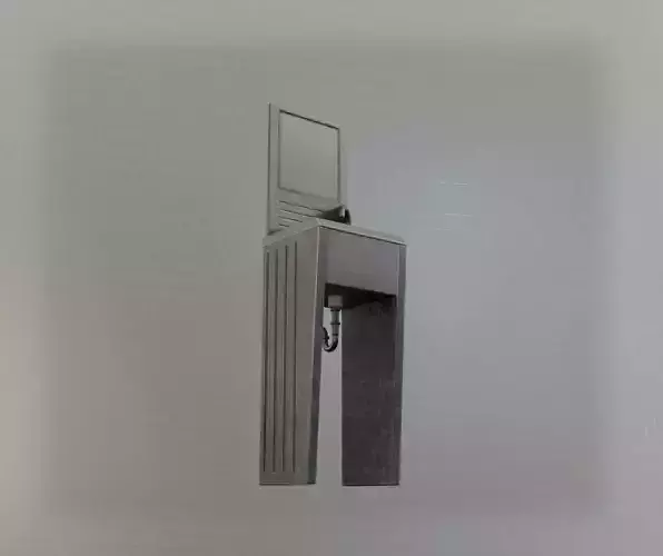 Public Metal Sink - 20 - with Mirror Low-poly 3D model