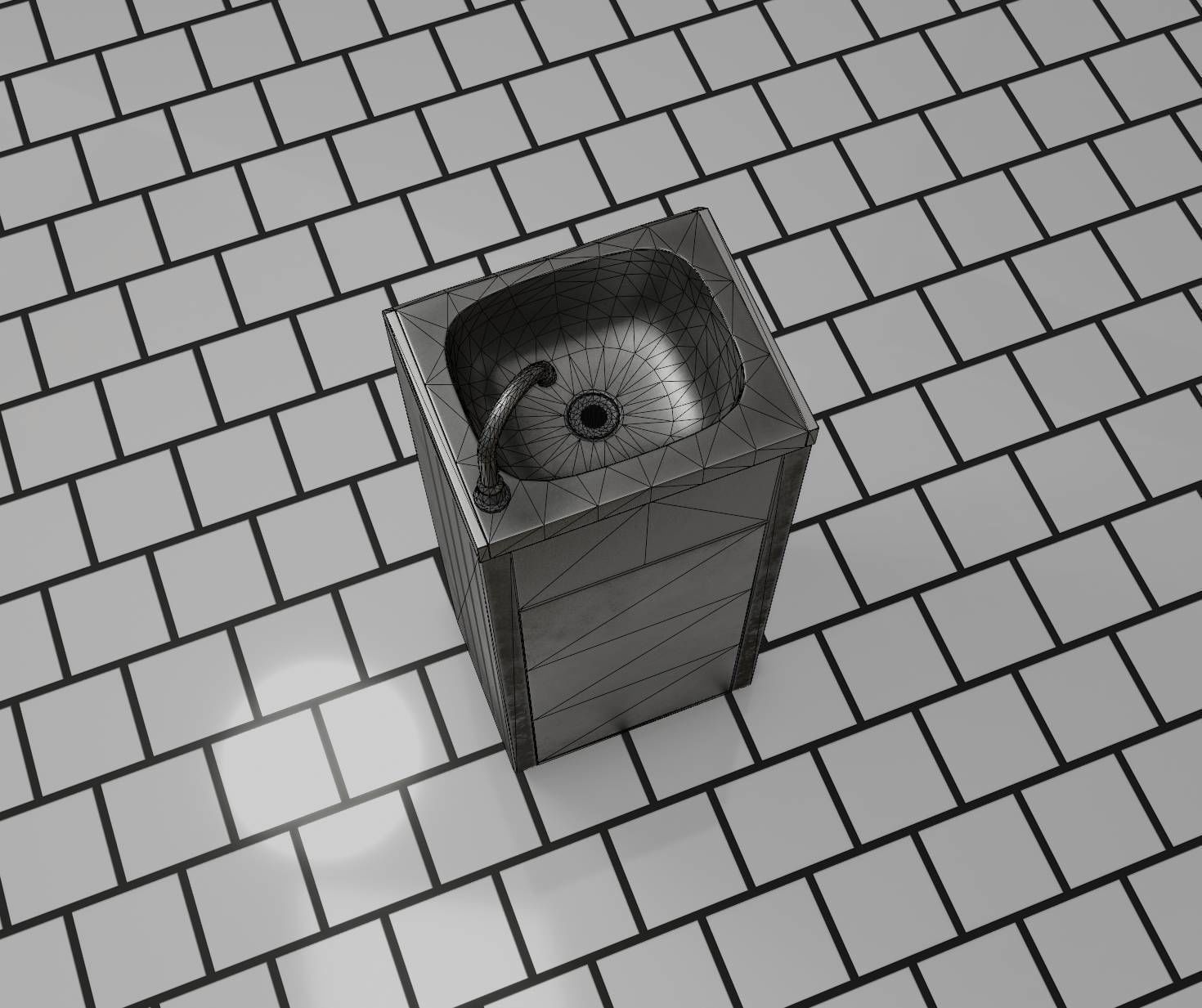 Public Metal Sink - 19 - Simple Compact Low-poly 3D model_89