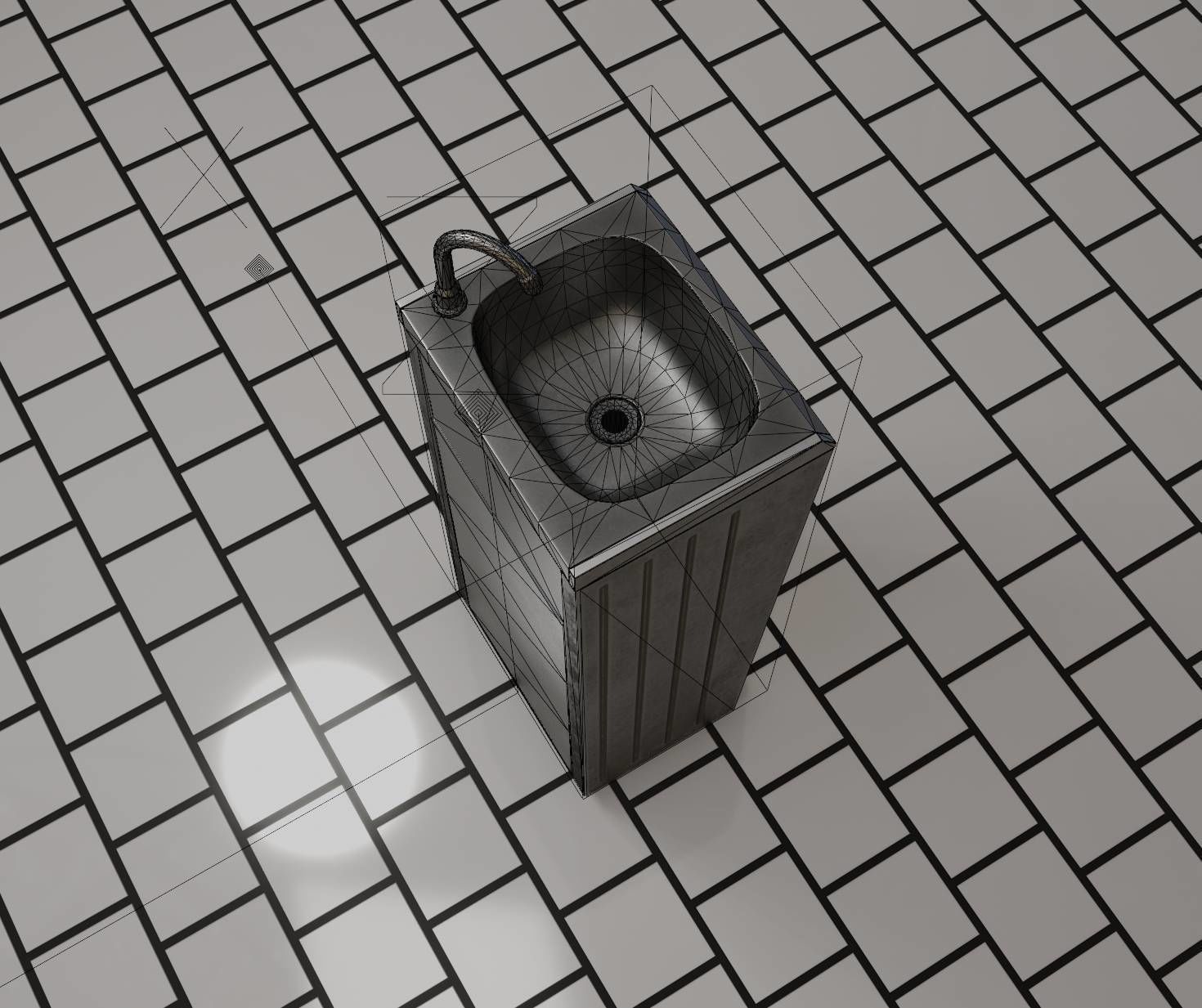 Public Metal Sink - 19 - Simple Compact Low-poly 3D model_87