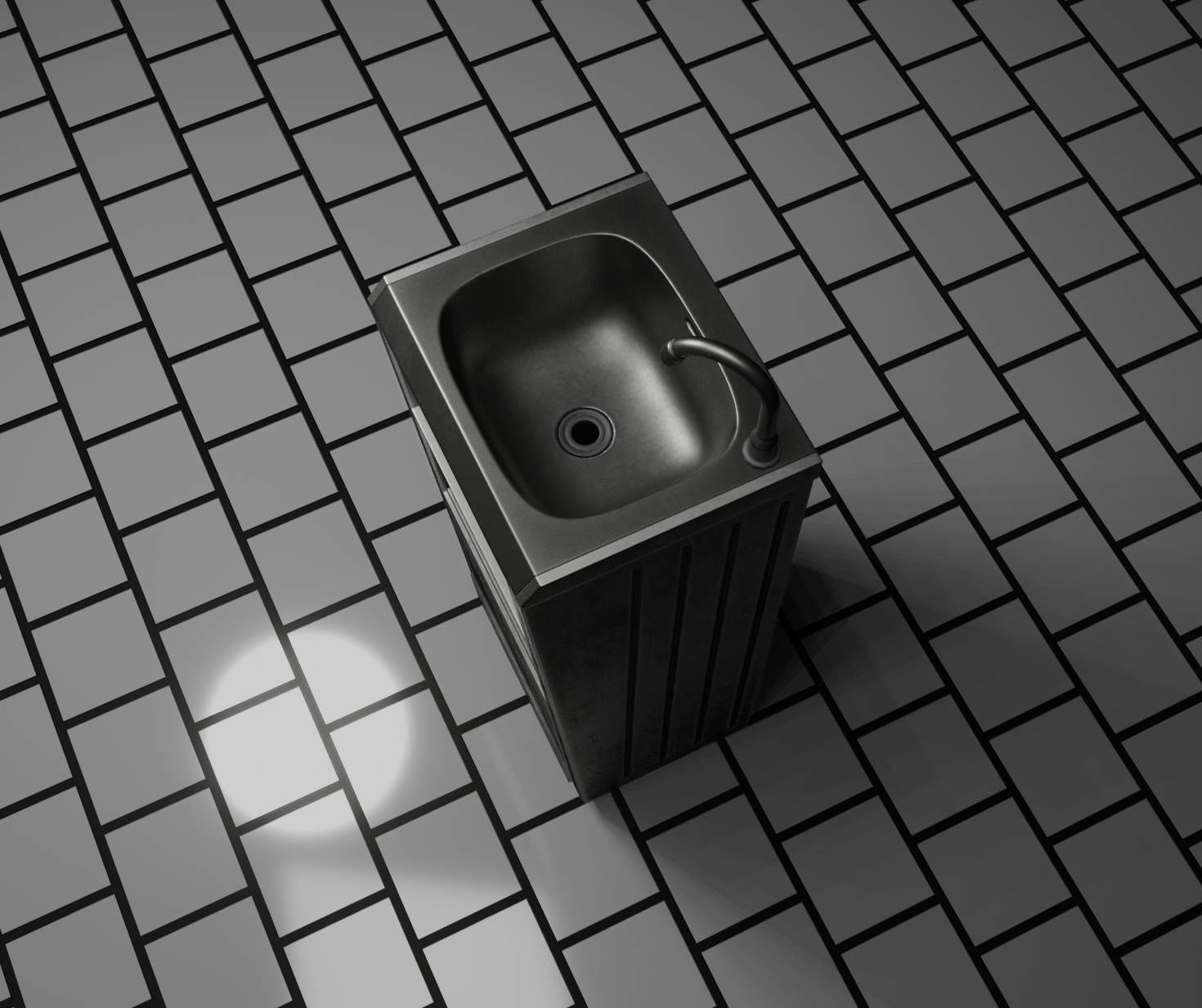 Public Metal Sink - 19 - Simple Compact Low-poly 3D model_60