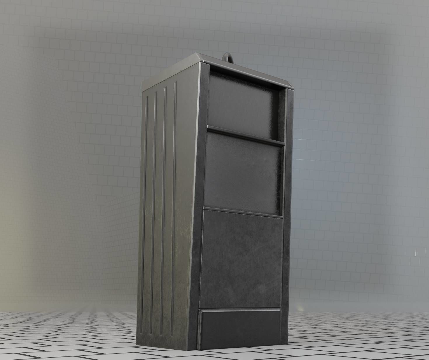 Public Metal Sink - 19 - Simple Compact Low-poly 3D model_22