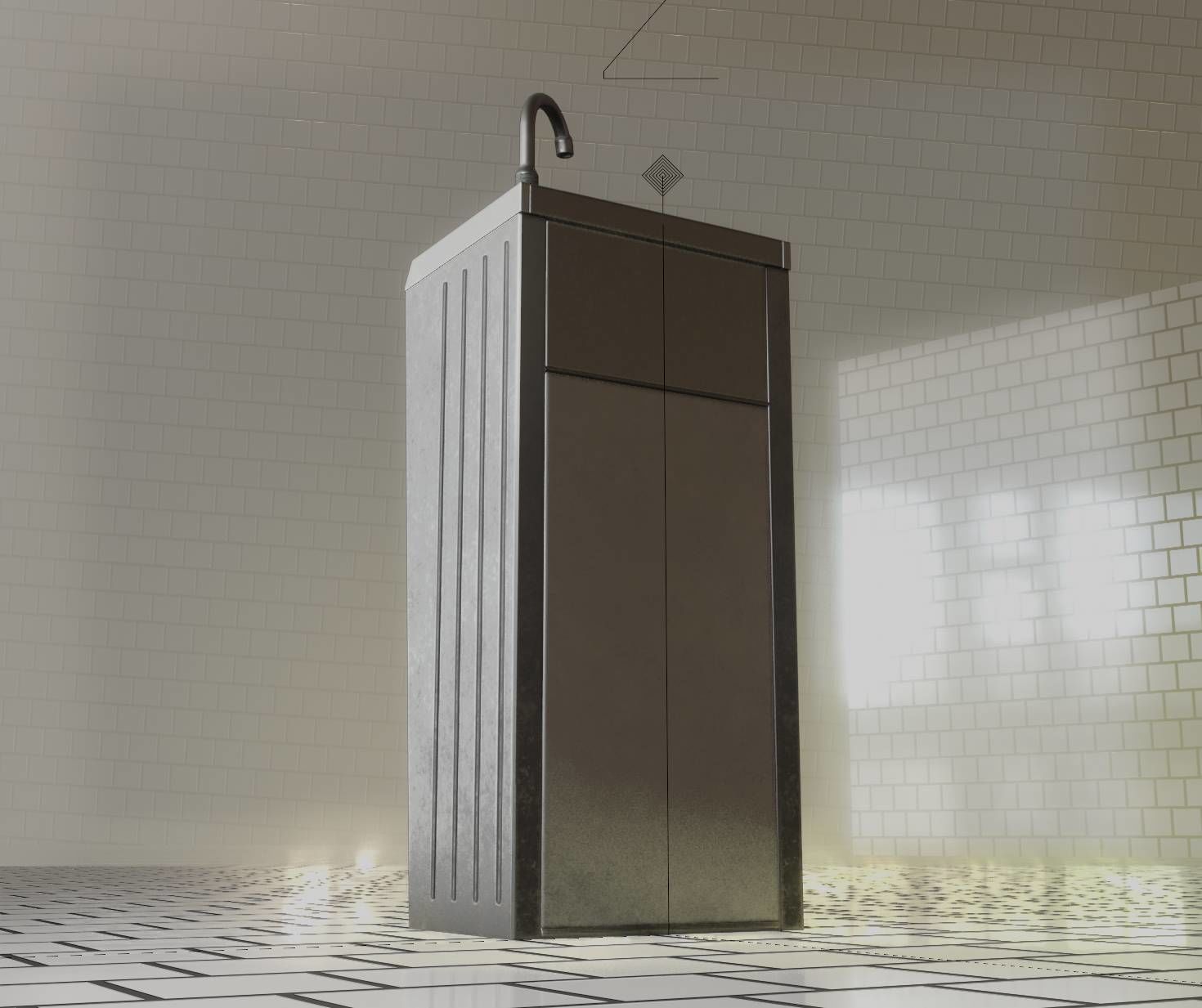 Public Metal Sink - 19 - Simple Compact Low-poly 3D model_80