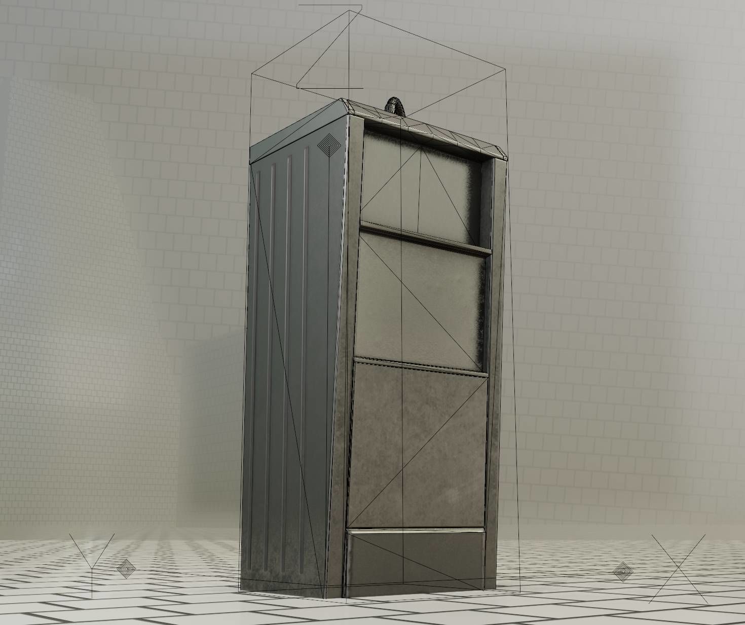 Public Metal Sink - 19 - Simple Compact Low-poly 3D model_53